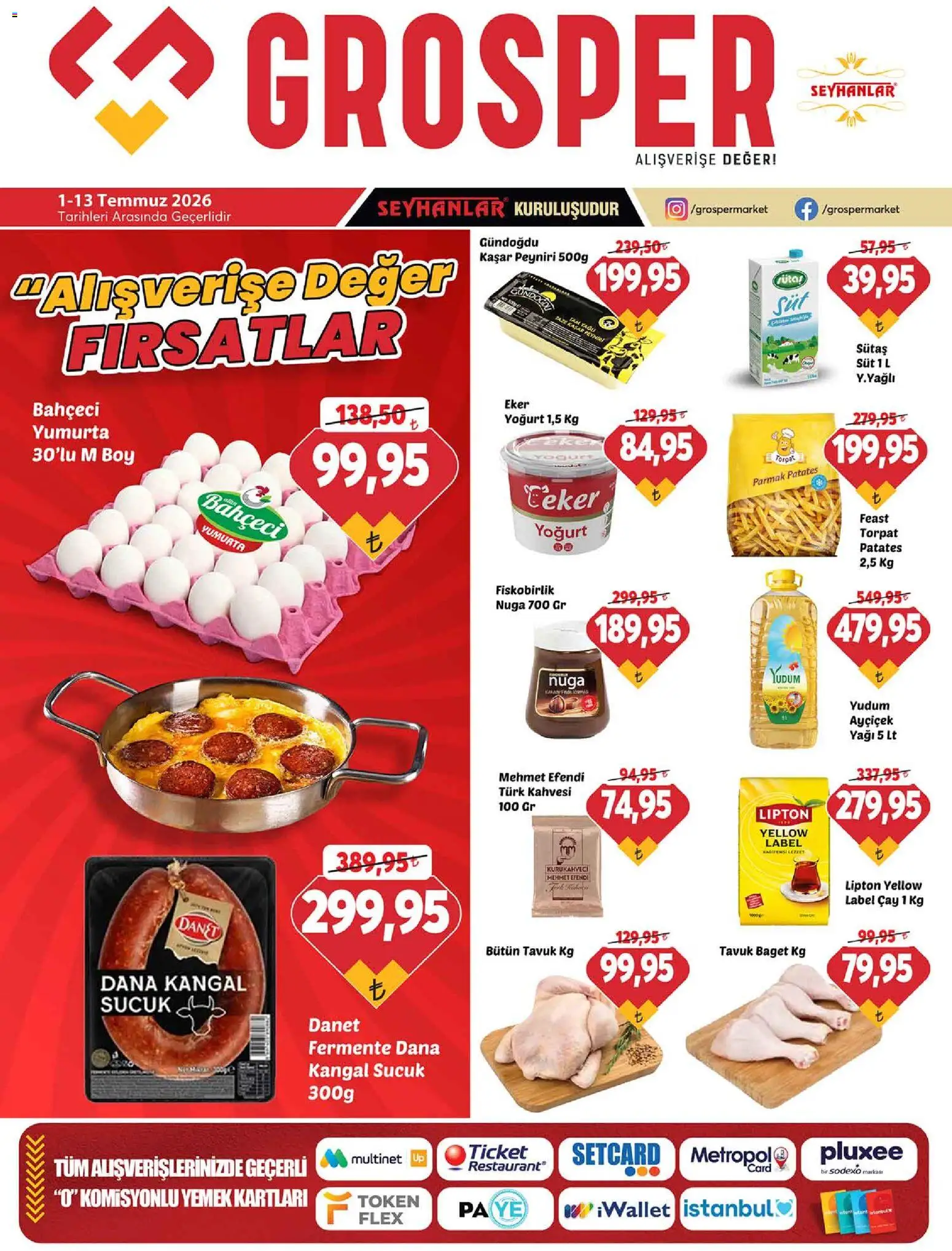 Grosper Katalog - 01 Temmuz 2026 tarihinden itibaren geçerlidir | Sayfa: 1 | Ürünler: Süt, Yoğurt, Şeker, Patates
