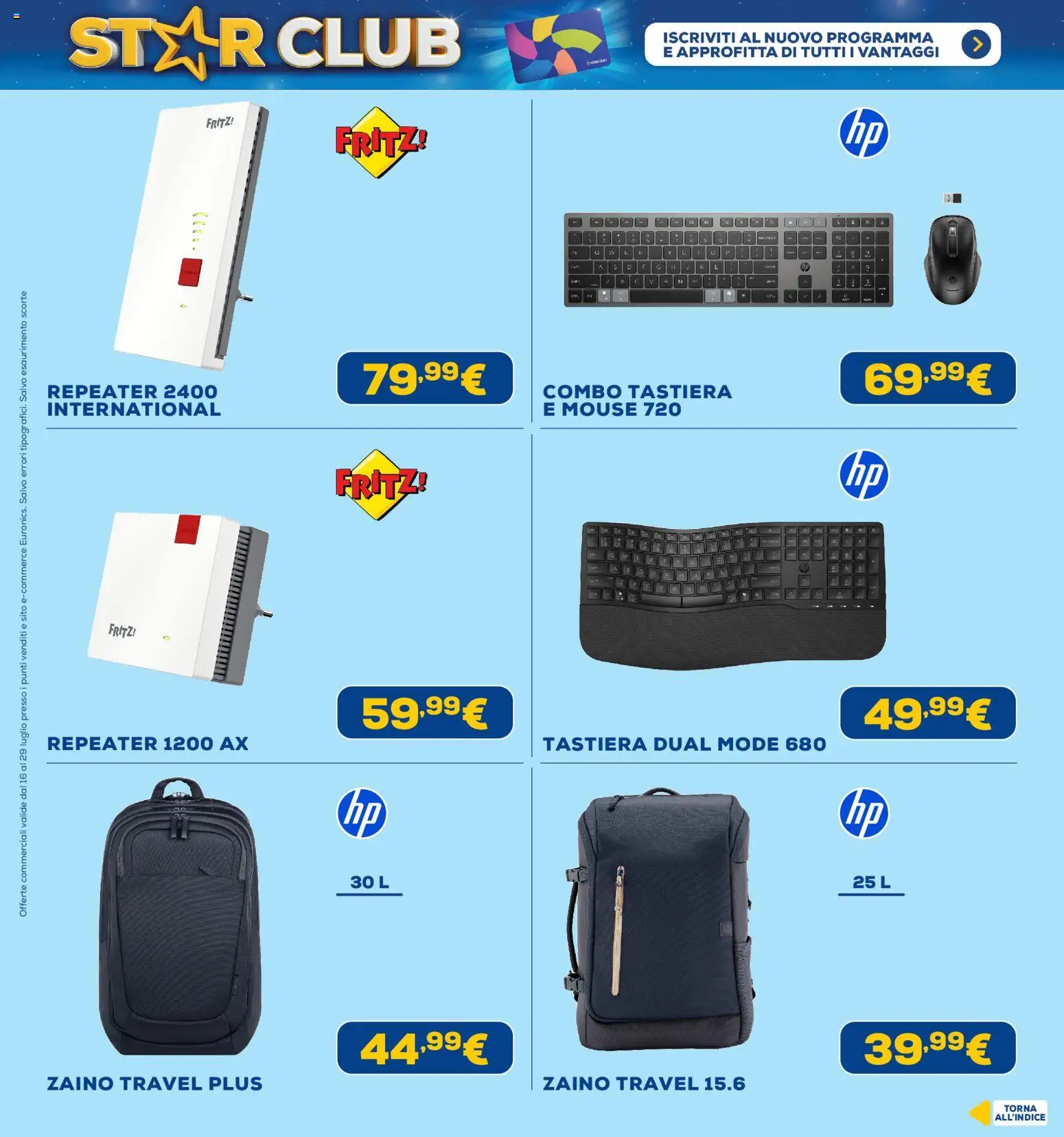 Volantino Euronics del 16/07/2026 | Pagina: 35 | Prodotti: Zaino, Mouse, Tastiera