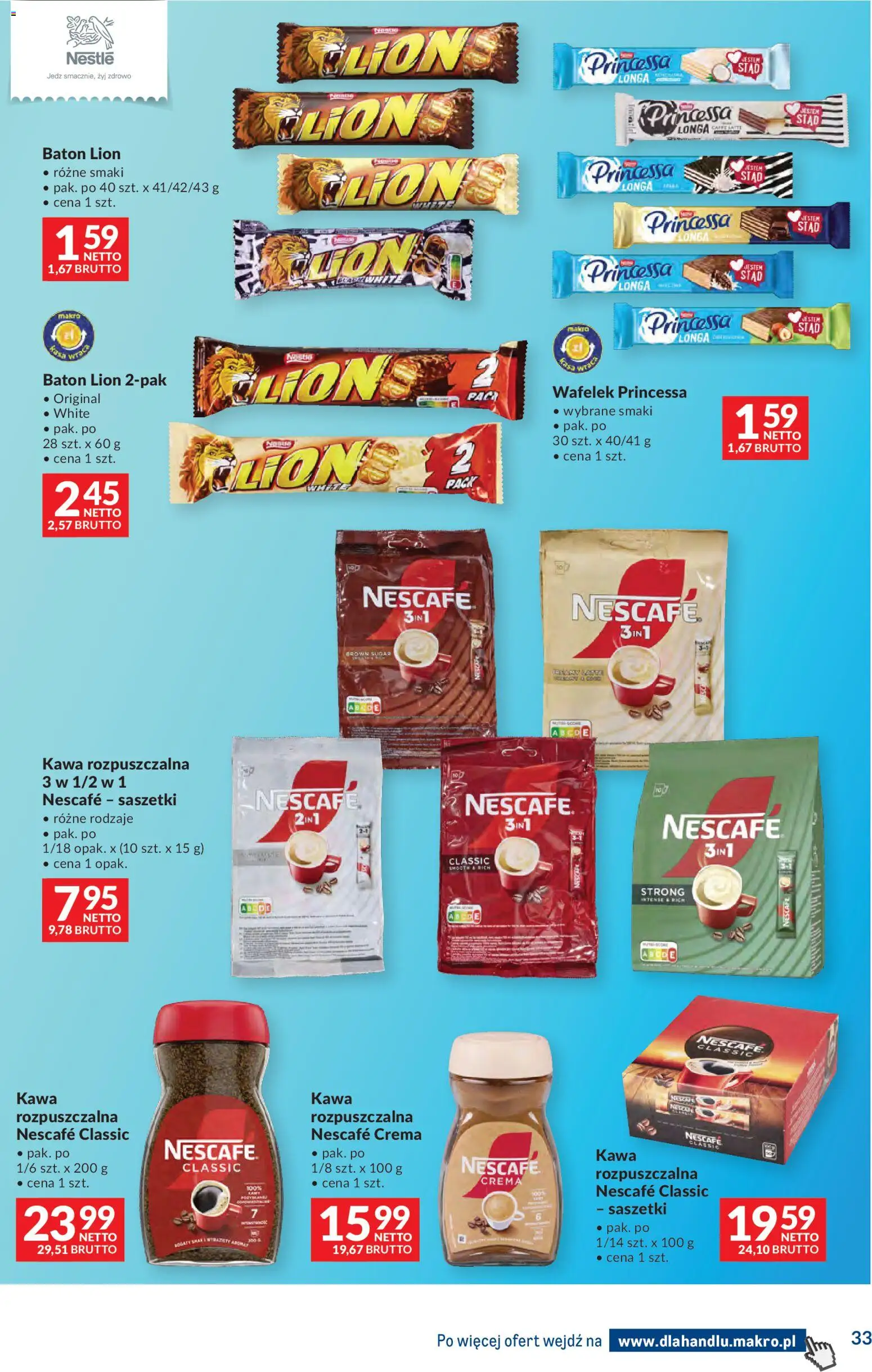 Makro gazetka - Dystrybucja do sklepów od 07.07.2026 | Strona: 33 | Produkty: Nescafe, Kawa rozpuszczalna, Baton, Kawa