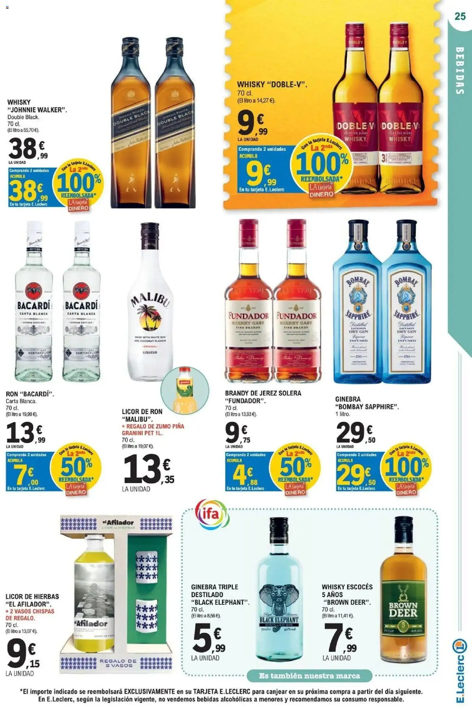 E.Leclerc Megames 2 07/10/2026 - 18/10/2026 | Página: 25 | Productos: Licor, Licor de hierbas, Ron, Bacardi