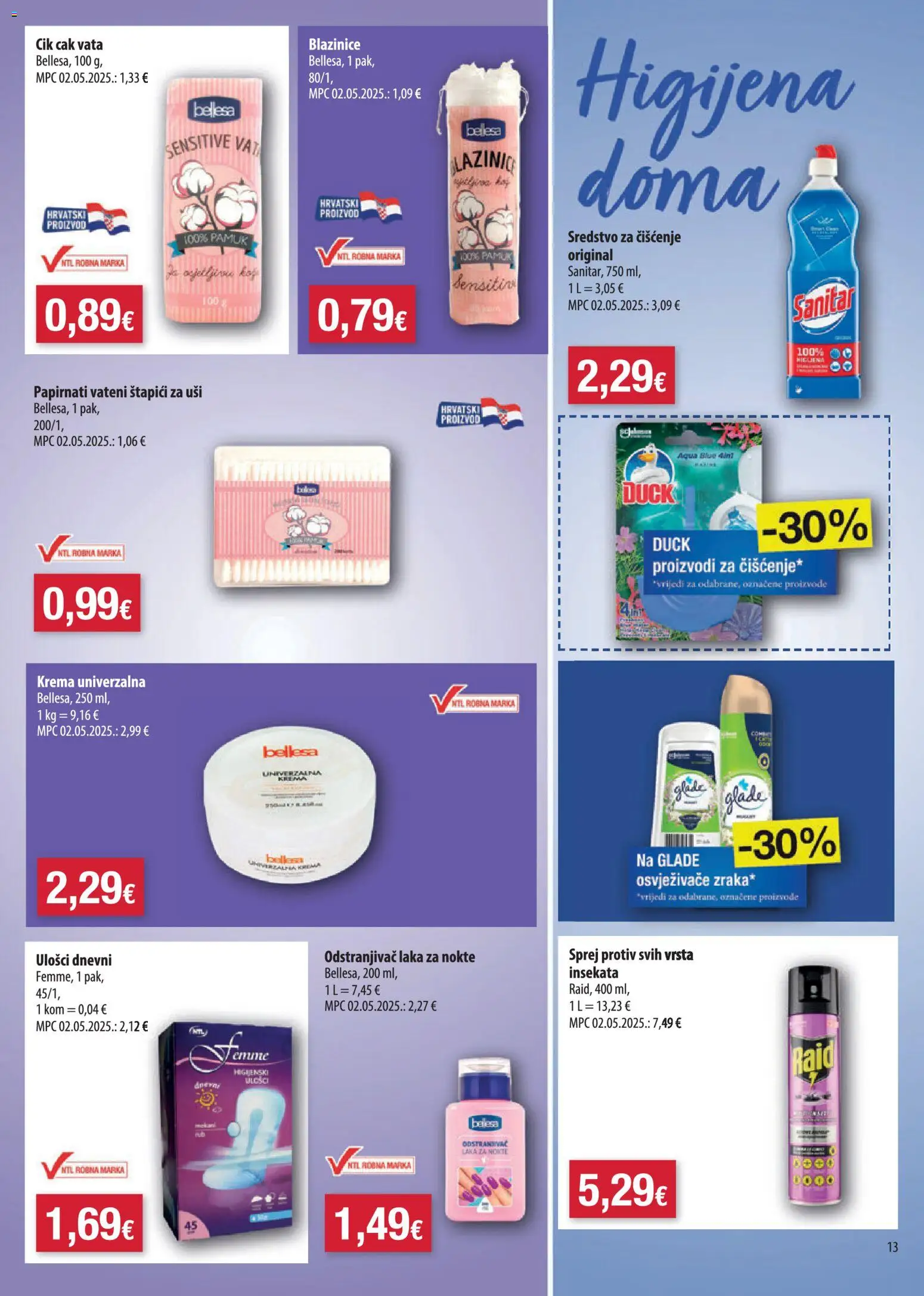 NTL katalog | vrijedi od 08.07.2026 | Stranica: 13 | Proizvodi: Odstranjivač laka za nokte, Štapići za uši, Krema, Štapići
