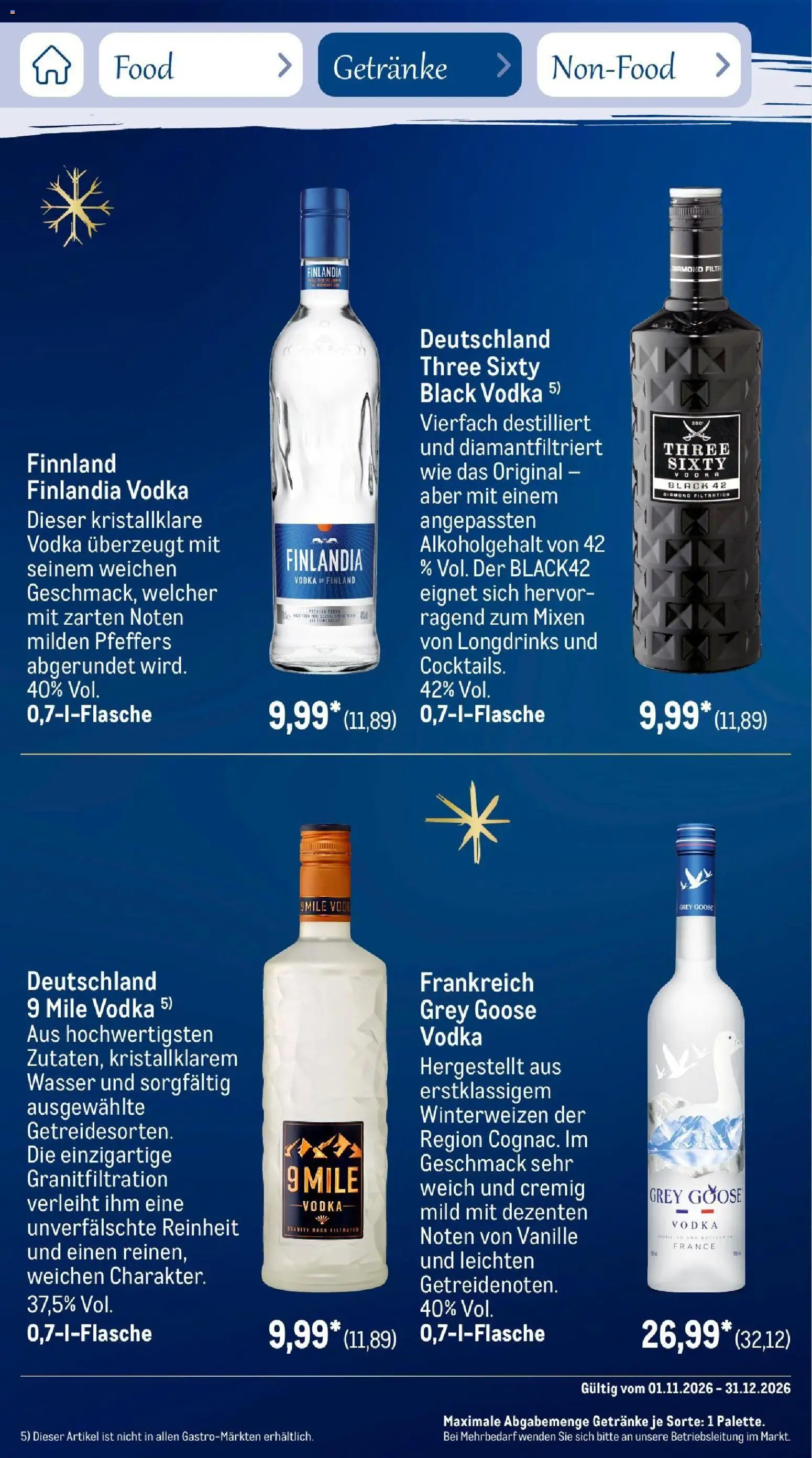 Metro Saisonkatalog Festtage voller Genuss – gültig ab 01.11.2026 | Seite: 81 | Produkte: Vanille, Wasser, Rock, Vodka