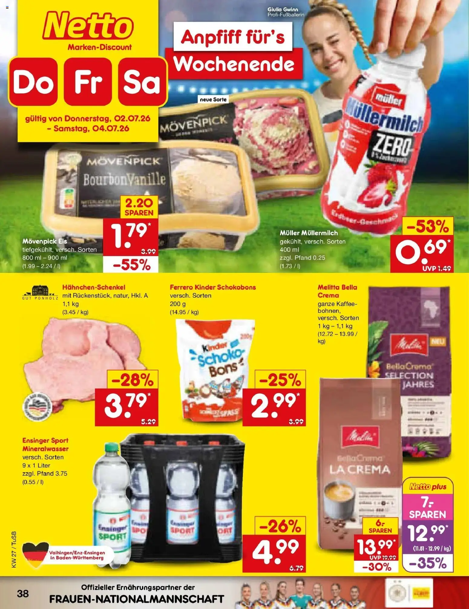 Netto Marken-Discount Prospekt Lahr-Langenwinkel – gültig ab 29.06.2026 | Seite: 56 | Produkte: Mineralwasser, Movenpick eis, Muller mullermilch, Eis