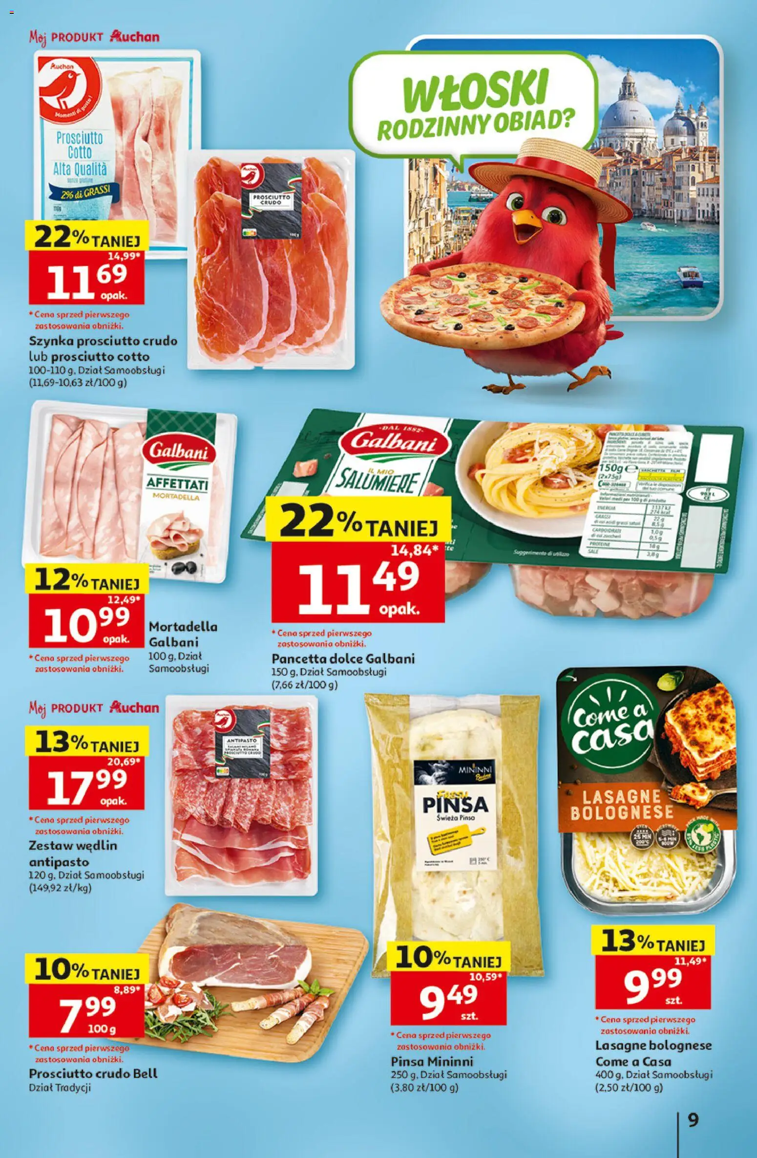 Auchan gazetka - 30 Lat Hipermarket od 07.05.2026 | Strona: 9 | Produkty: Bell, Lasagne, Szynka, Pinsa