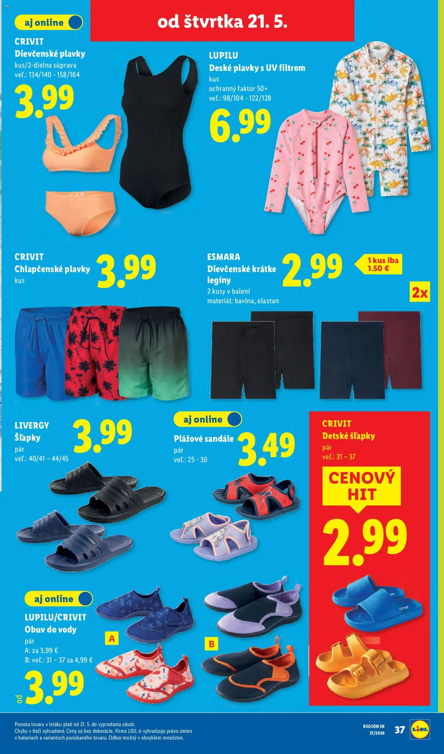 Nové Lidl akcie – leták je platný od 18.05.2026 | Strana: 81 | Produkty: Plavky, Legíny, Sandále, Šľapky