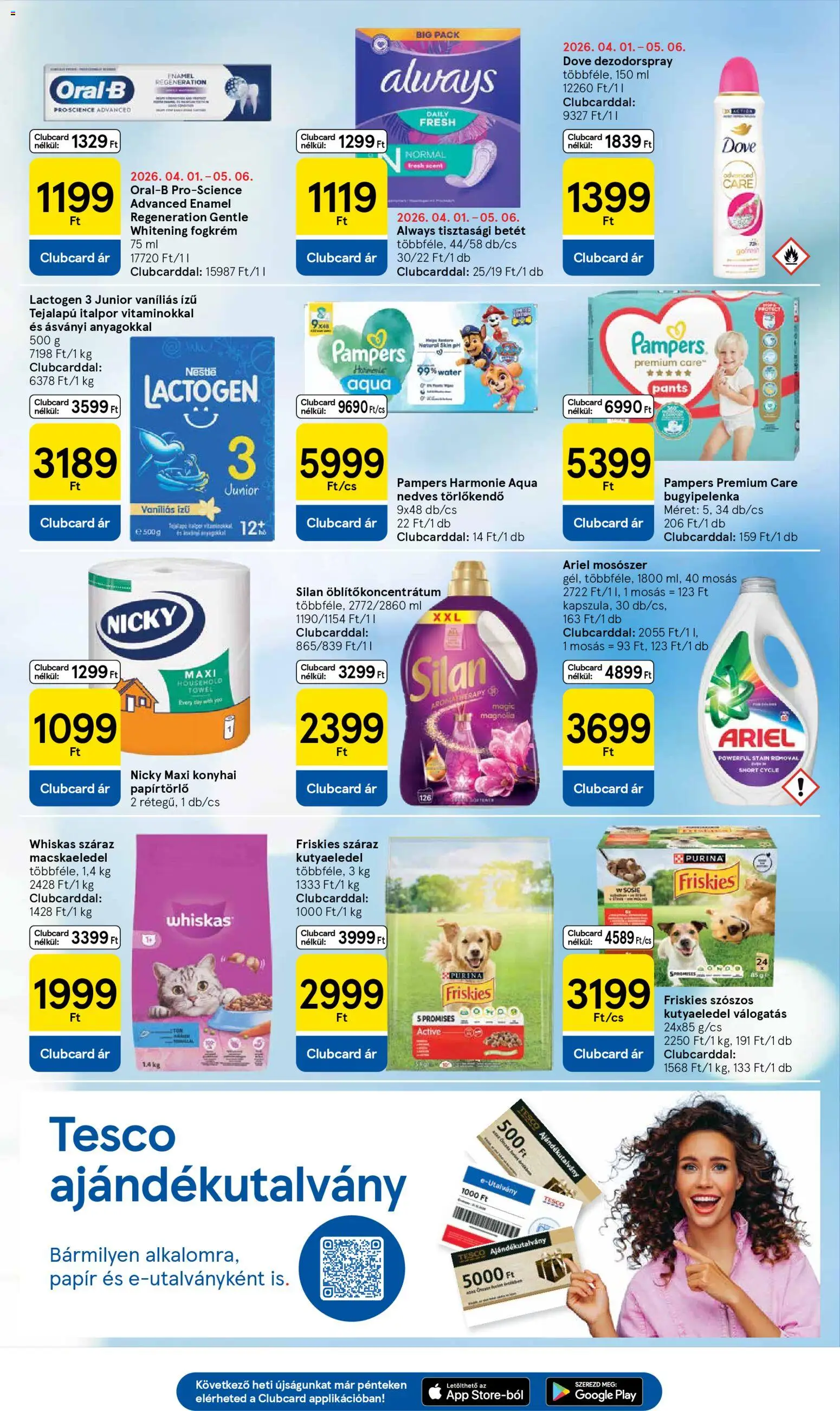 Tesco akciós ujság - amely érvényes a következő dátumtól: 2026.03.31. | Oldal: 7 | Termékek: Macskaeledel, Papírtörlő, Tisztasági betét, Nedves törlőkendő
