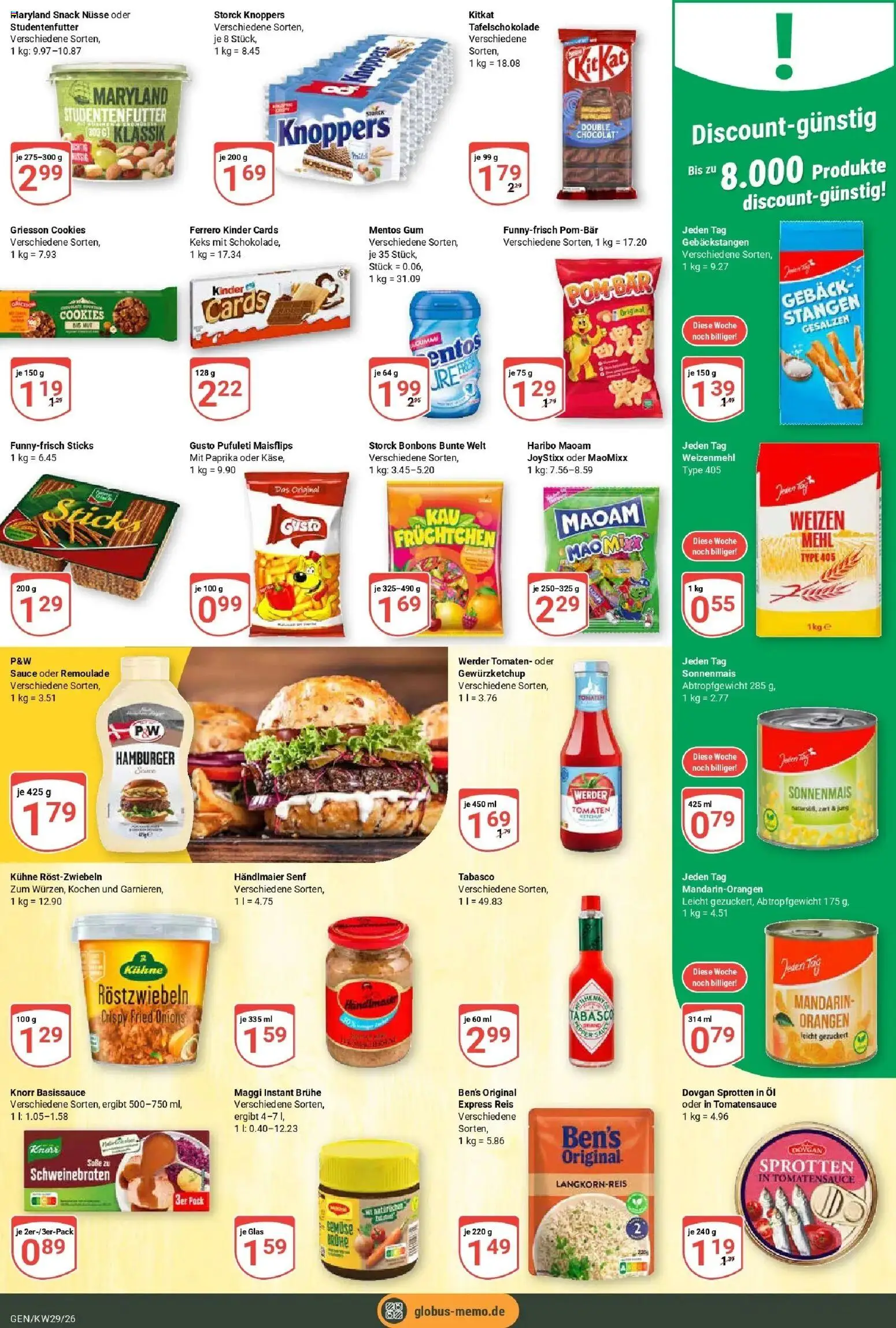 Globus Prospekt Gensingen – gültig ab 13.07.2026 | Seite: 15 | Produkte: Mehl, Knorr, Reis, Nüsse