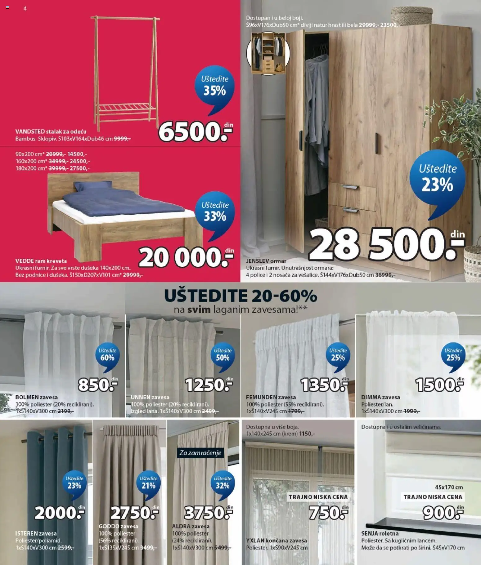 Jysk katalog - važi od 15.07.2026 | Strana: 4 | Proizvode: Roletna, Ormar, Zavesa, Krem