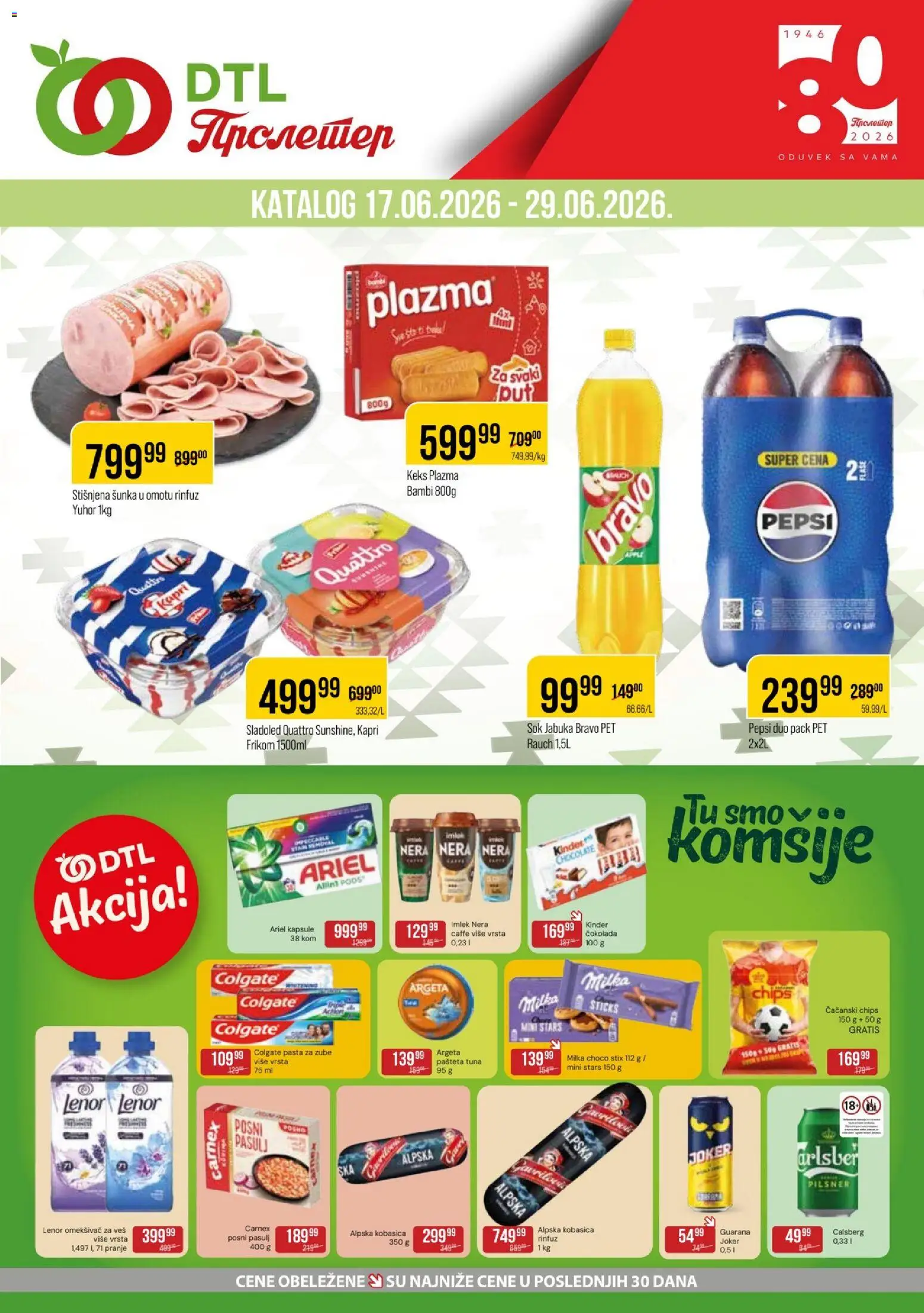 Metalac Proleter katalog - važi od 17.06.2026 | Strana: 1 | Proizvode: Ariel, Pasulj, Milka, Omekšivač za veš