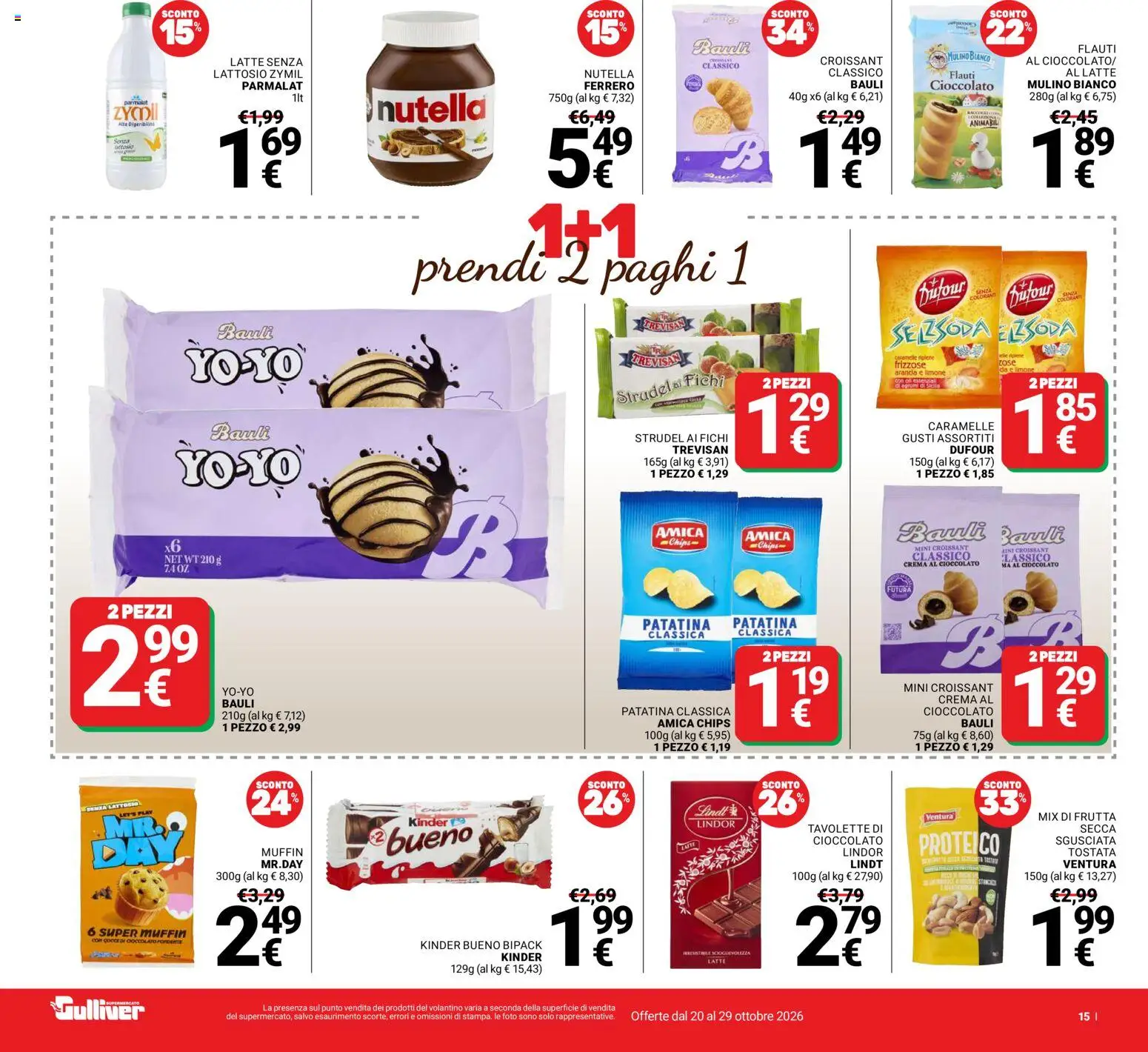 Volantino Gulliver del 20/10/2026 | Pagina: 15 | Prodotti: Crema, Cioccolato, Arancia, Croissant