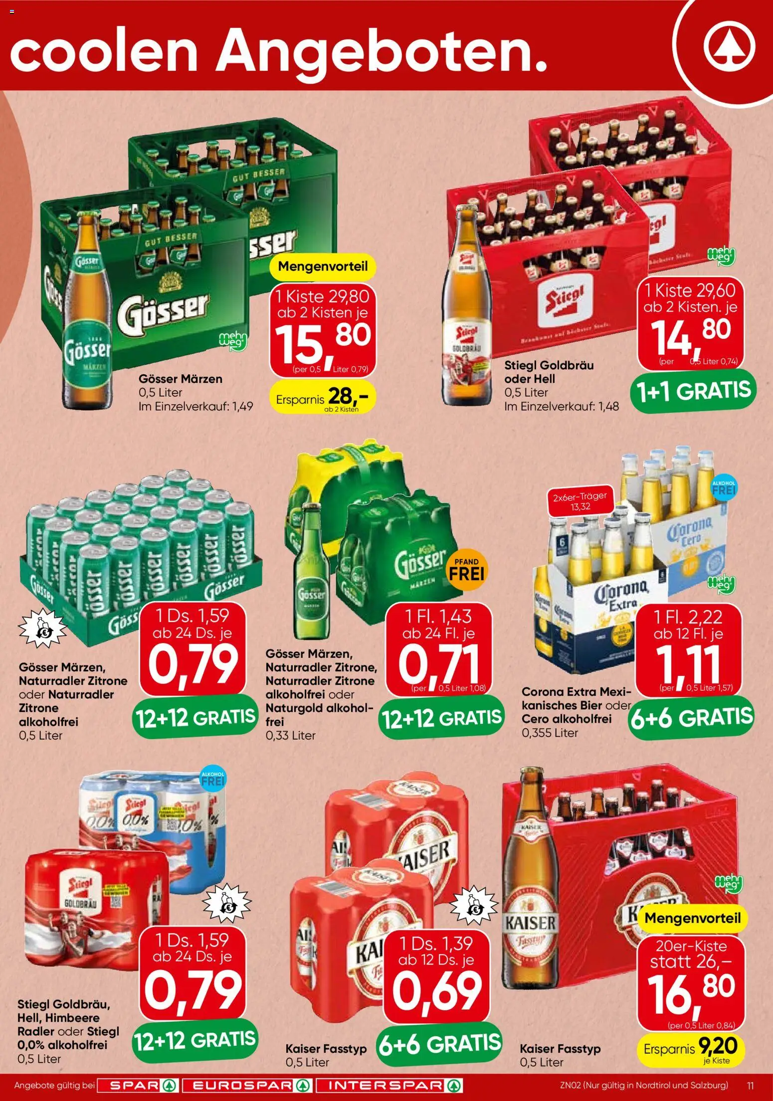 Spar Flugblatt - Tirol gültig ab 07.05.2026 | Seite: 11 | Produkte: Zitrone, Himbeere, Bier
