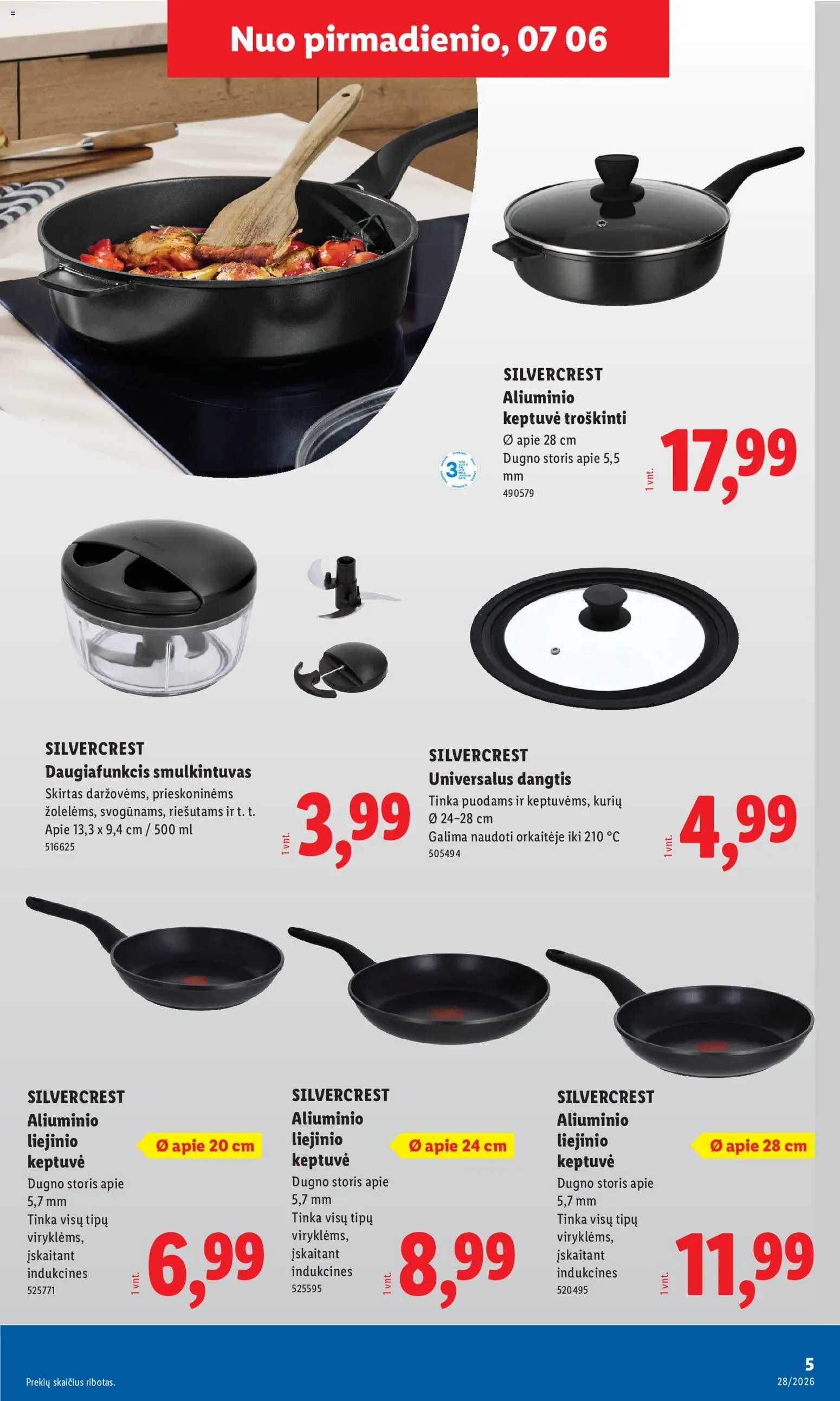 LIDL akcijos nuo 2026.07.06 | Puslapis: 5 | Prekių: Keptuvė, Smulkintuvas