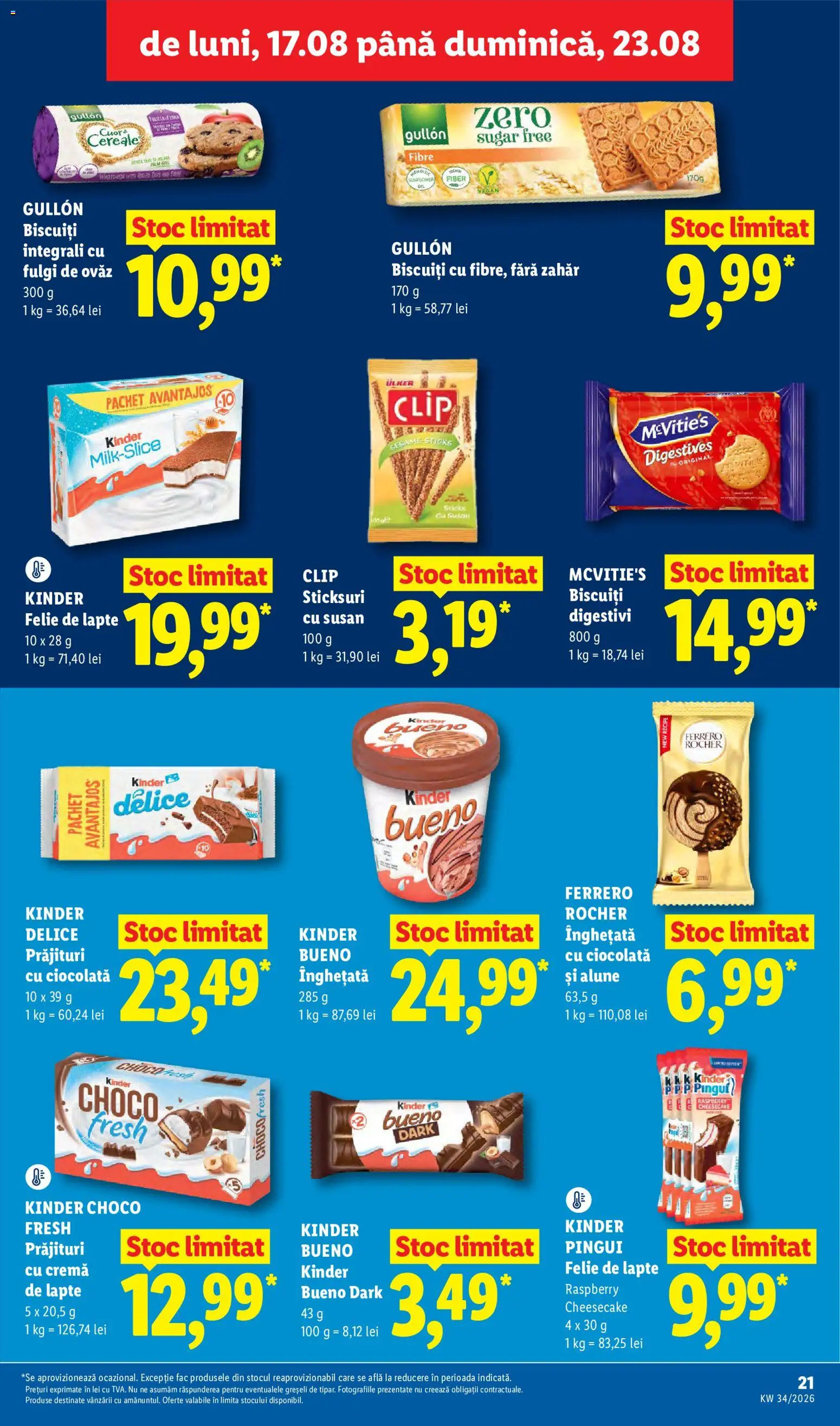 Noul catalog Lidl – valabil de la 17.08.2026 | Pagină: 21 | Produse: Alune, Ferrero, Cereale, Biscuiți