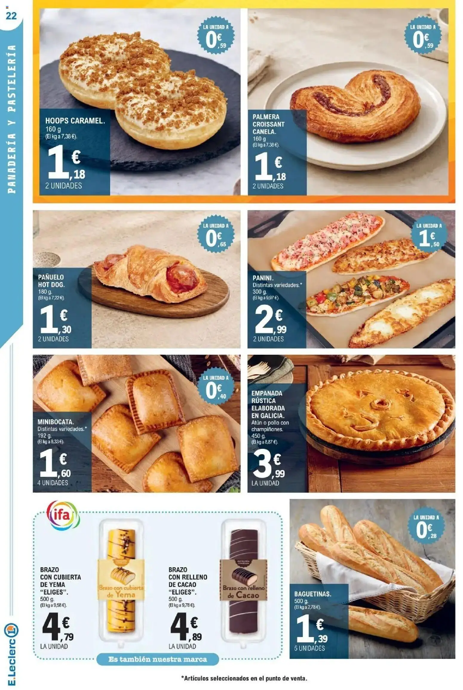 E.Leclerc Megames 1 │ válido desde el 23/09/2026 | Página: 22 | Productos: Pañuelo, Croissant, Cacao, Pollo