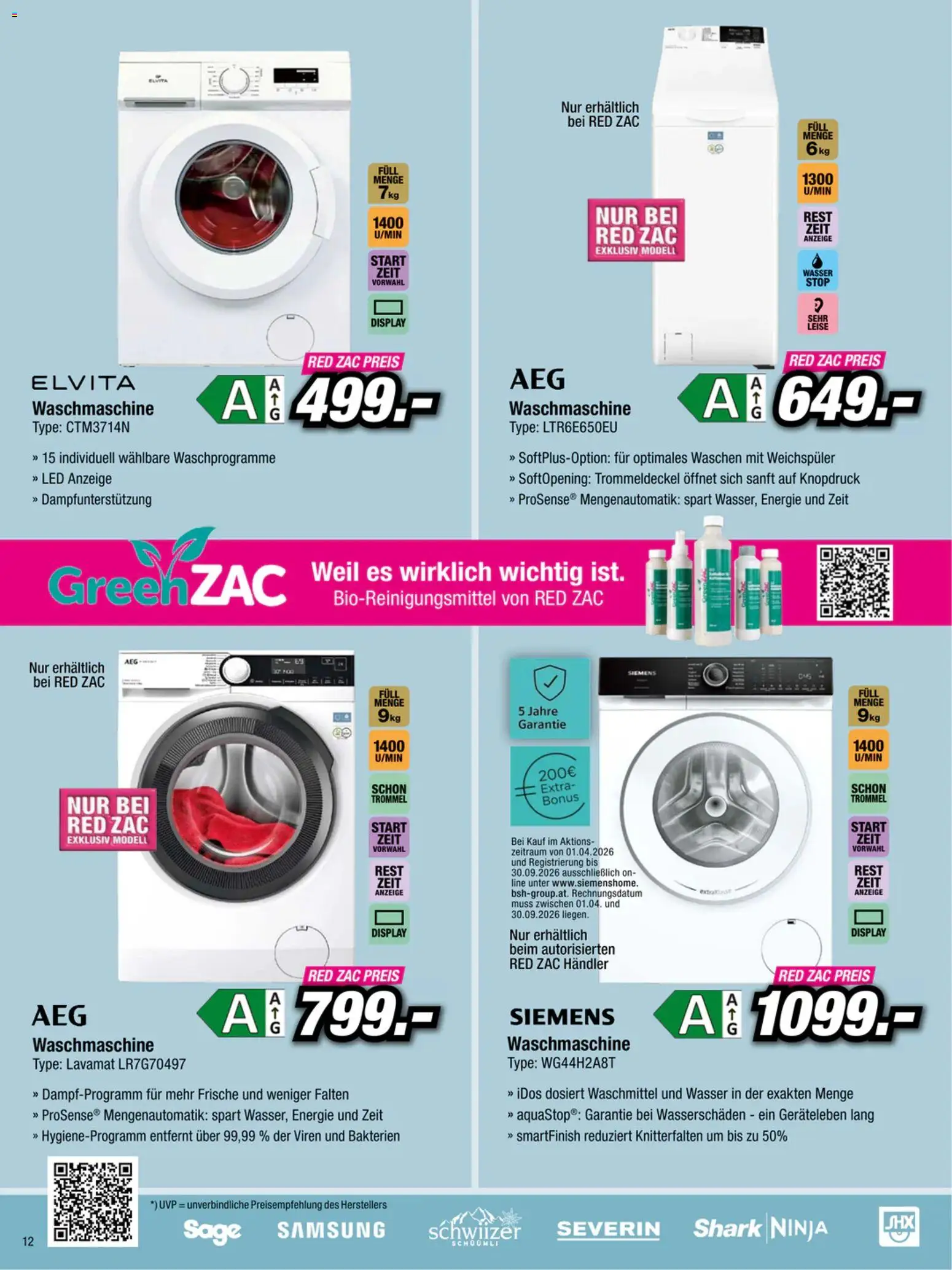 RED ZAC Flugblatt gültig ab 27.08.2026 | Seite: 12 | Produkte: Waschmaschine, Samsung, Weichspüler, Waschmittel