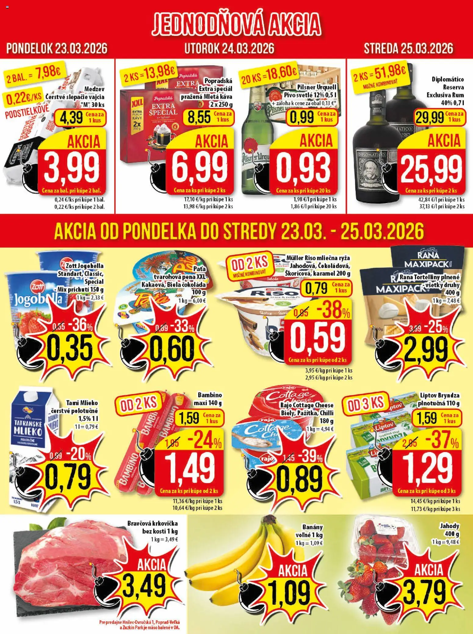 Nové Klas akcie – leták je platný od 23.03.2026 | Strana: 2 | Produkty: Diplomatico, Chilli, Krkovička, Jahody