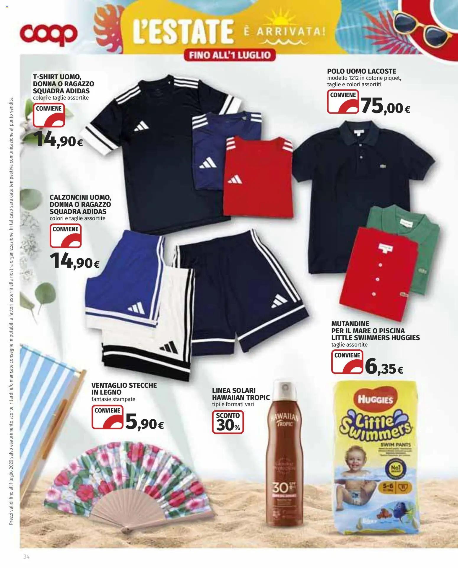 Volantino COOP del 11.06.2026 | Pagina: 34 | Prodotti: Mutandine, Piscina, Data, Polo