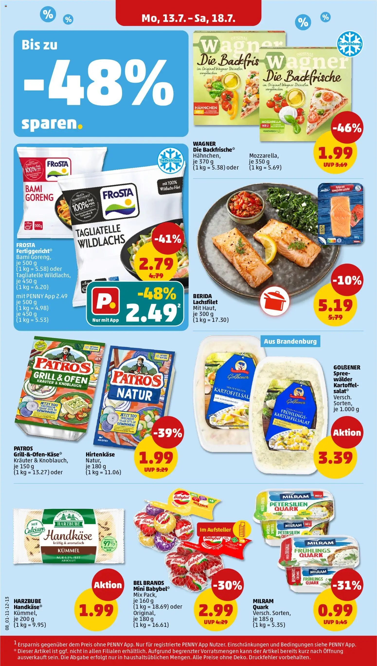 Penny Prospekt – gültig ab 13.07.2026 | Seite: 10 | Produkte: Hahnchen, Frosta, Milram, Babybel