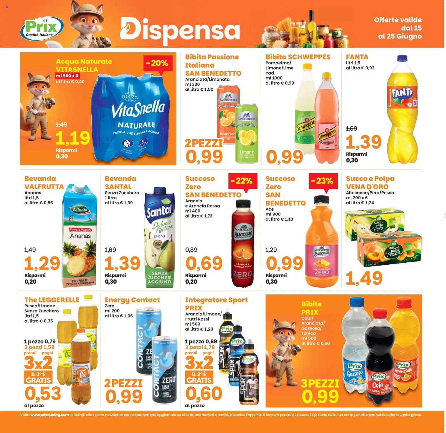 Volantino Prix del 15.06.2026 | Pagina: 18 | Prodotti: Zucchero, The, Acqua naturale, Bibite