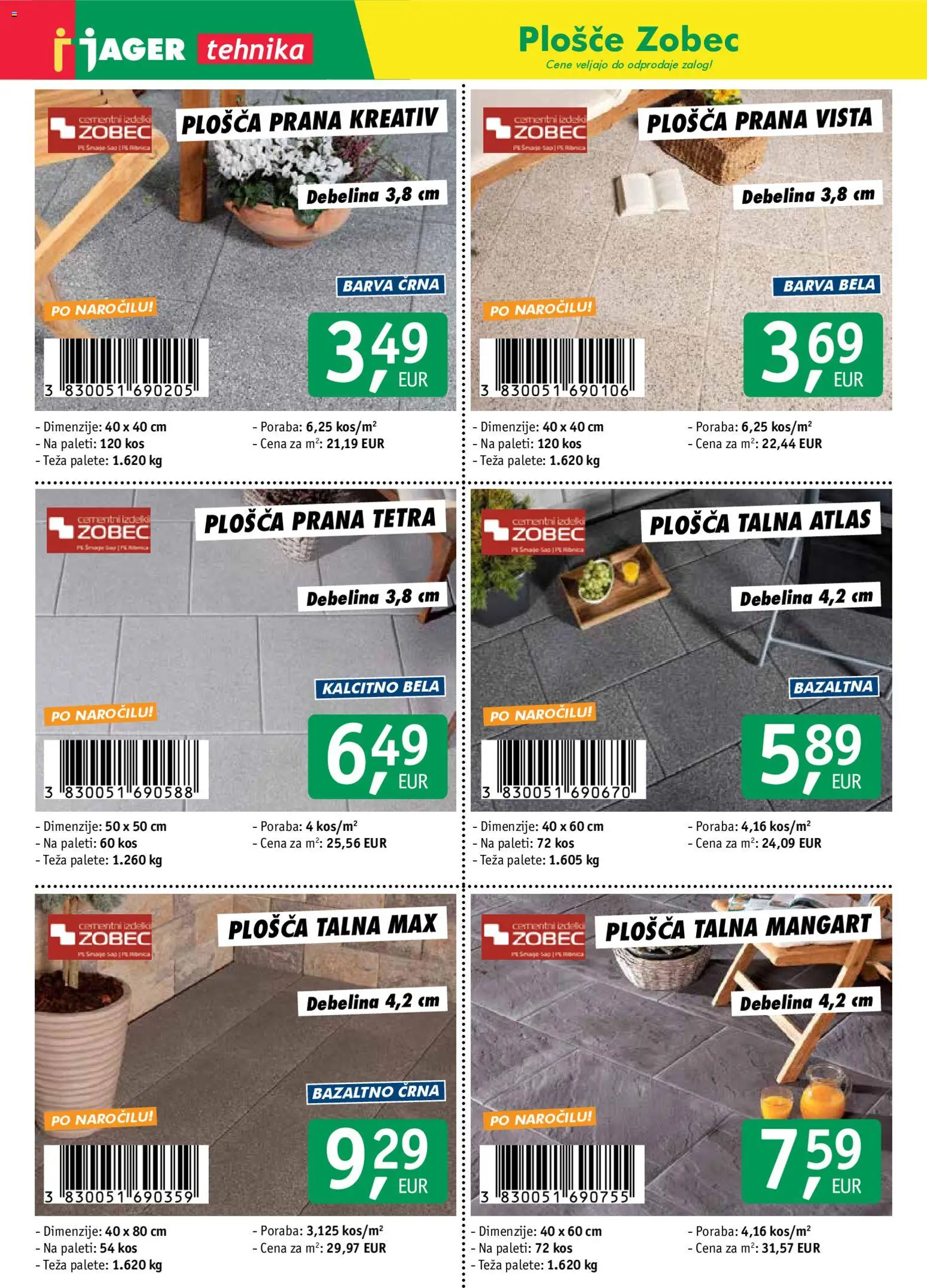 Novi Jager katalog ponudbe – veljaven od 21.08.2026 | Stran: 8 | Izdelki: Teza, Kos, Barva