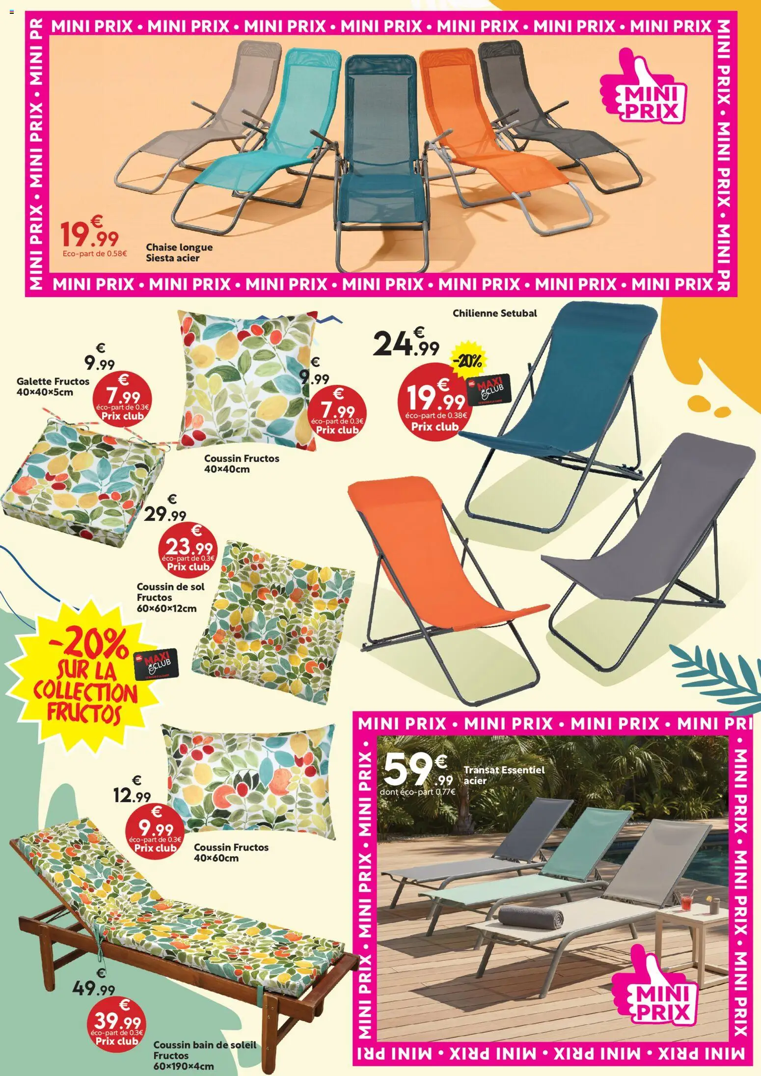 {H1} | Page: 6 | Produits: Bain de soleil, Transat, Coussin bain de soleil, Chilienne