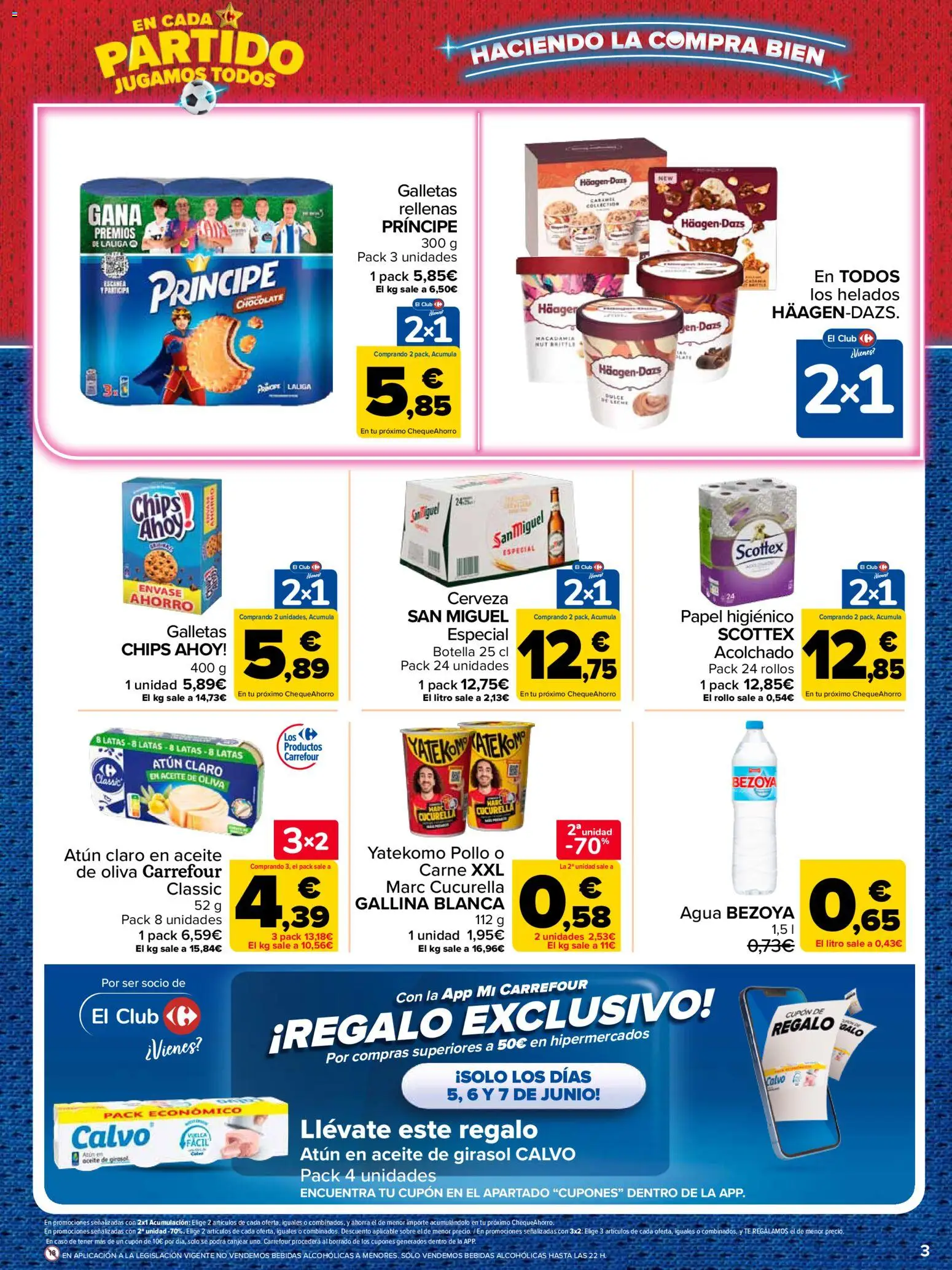 Carrefour Precio Imbatible │ válido desde el 04.06.2026 | Página: 3 | Productos: Cerveza, Papel higienico, Aceite de oliva, Atún claro