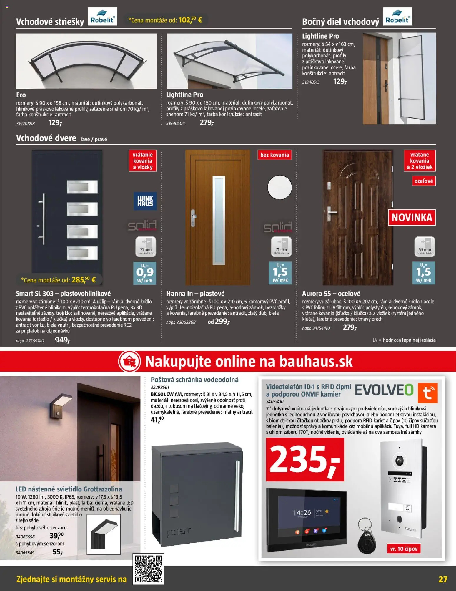 Nové Bauhaus akcie – leták je platný od 01.06.2026 | Strana: 27 | Produkty: Nástenné svietidlo, Rám, Vchodové dvere, Dvere