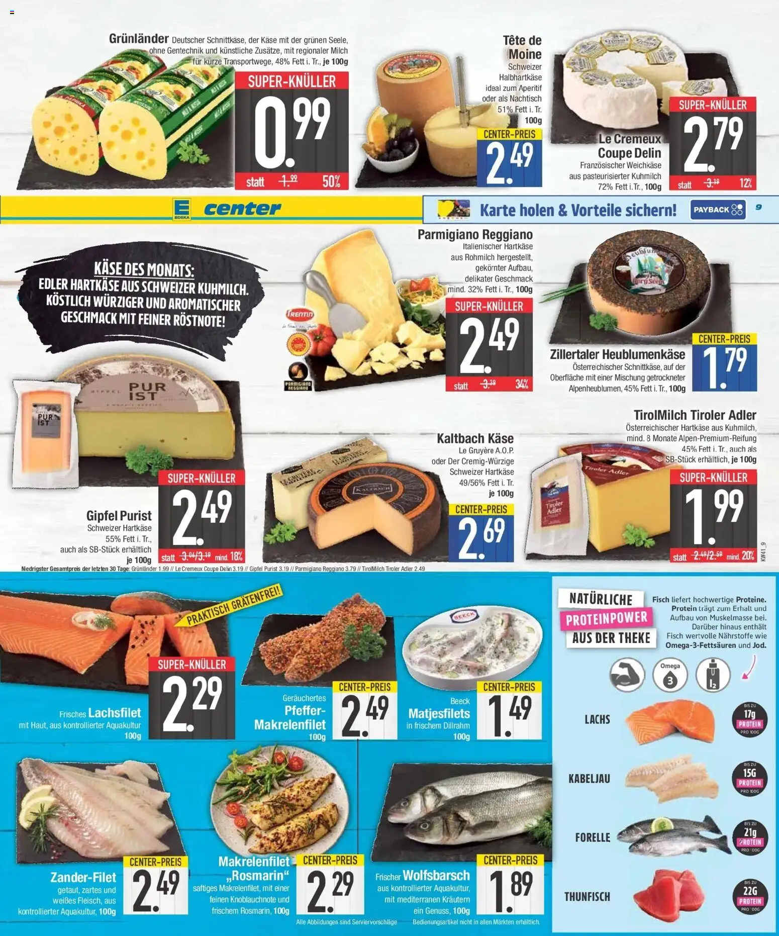 E center Prospekt Kolbermoor (ab 05.10.2026) zum Blättern | Seite: 9 | Produkte: Theke, Thunfisch, Fisch, Grunlander