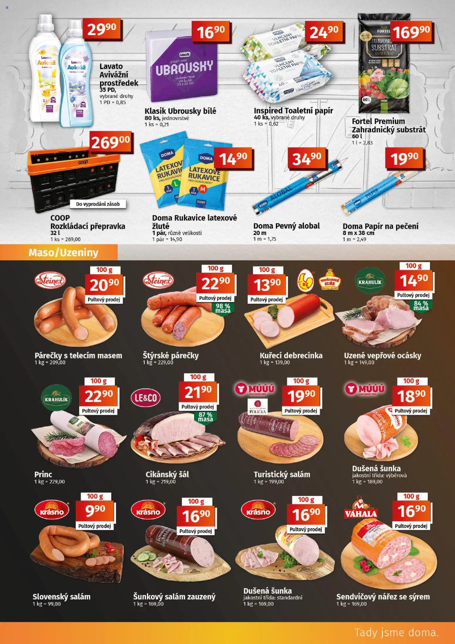 Coop leták - Tuty od 23.09.2026 | Strana: 3 | Produkty: Salám, Šunka, Kuřecí debrecínka, Přepravka
