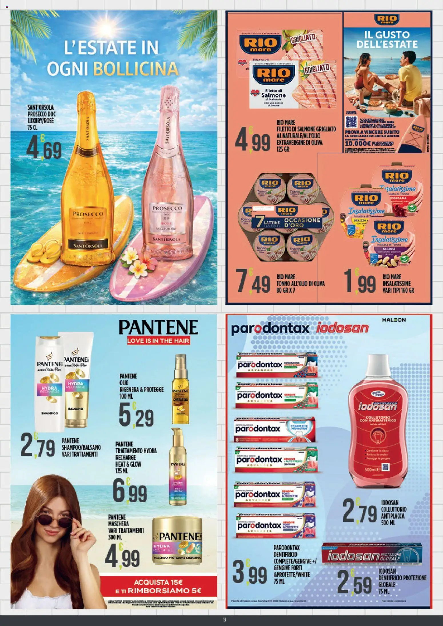 Volantino Euroesse del 10/08/2026 | Pagina: 13 | Prodotti: Shampoo, Prosecco, Filetto, Tonno