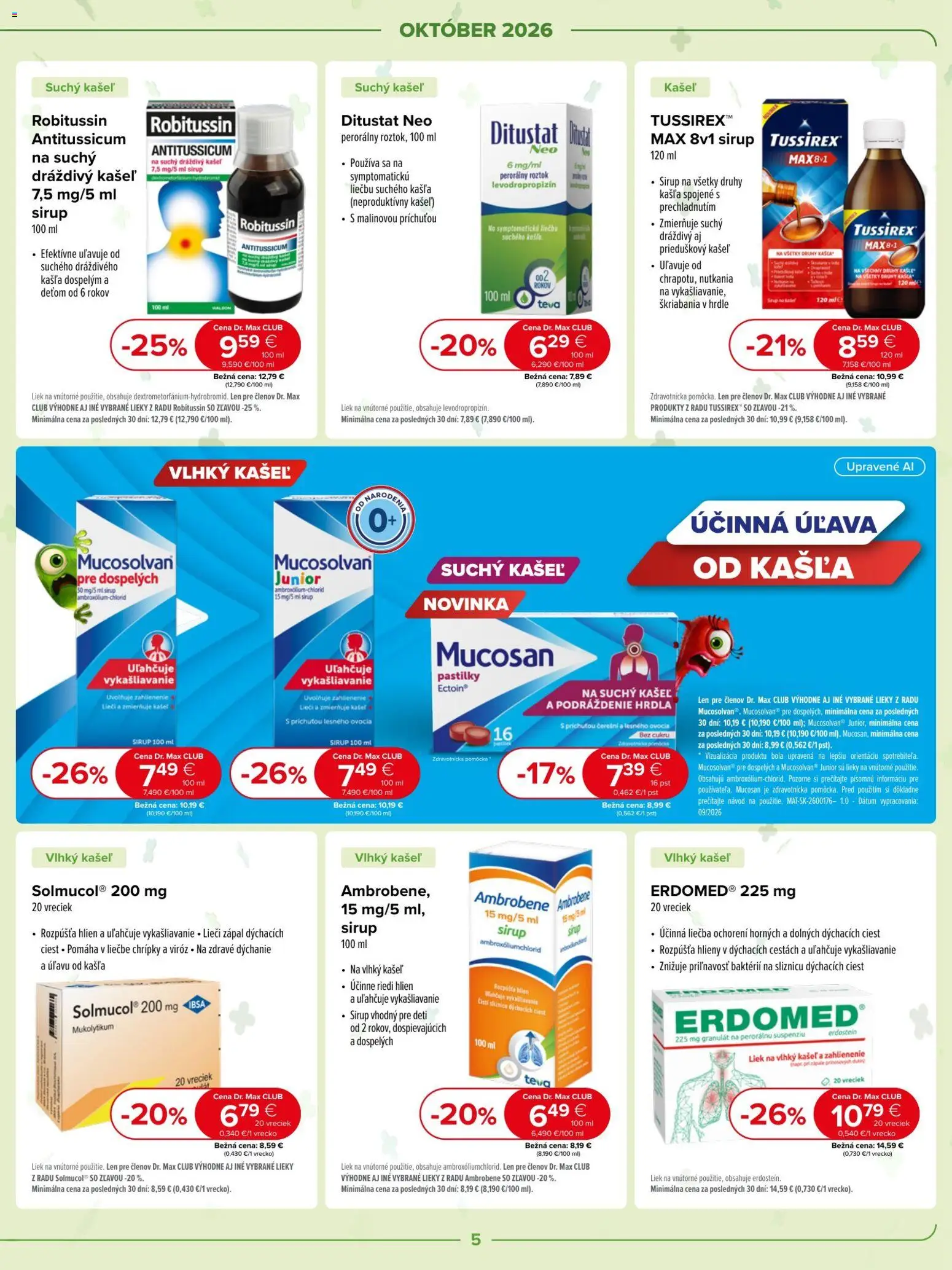Nové Dr. Max akcie – leták je platný od 01.10.2026 | Strana: 5 | Produkty: Sirup