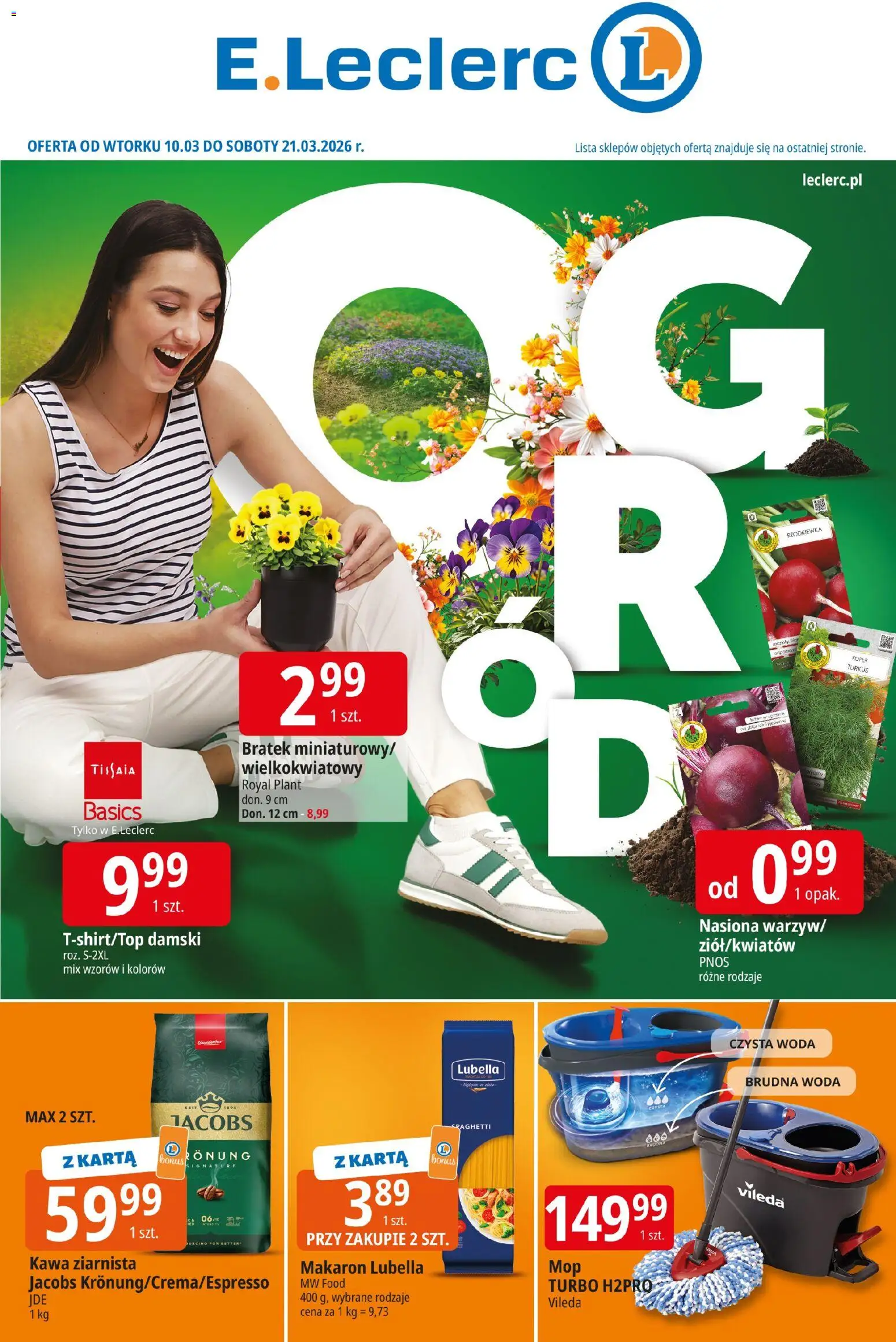 E.Leclerc gazetka - Wrocław od 10.03.2026 | Strona: 1 | Produkty: Karta, Kawa ziarnista, Kawa, Makaron
