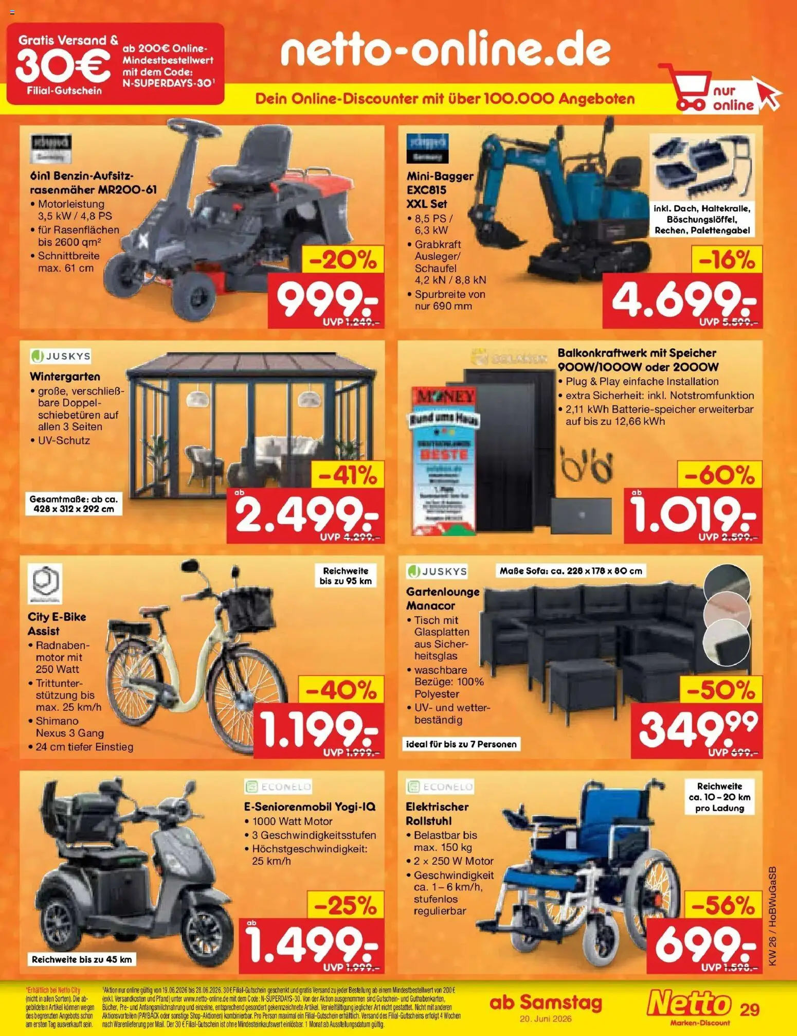 Netto Marken-Discount Prospekt Stemwede-Dielingen – gültig ab 21.06.2026 | Seite: 61 | Produkte: Rasenmäher, Sofa, Tisch