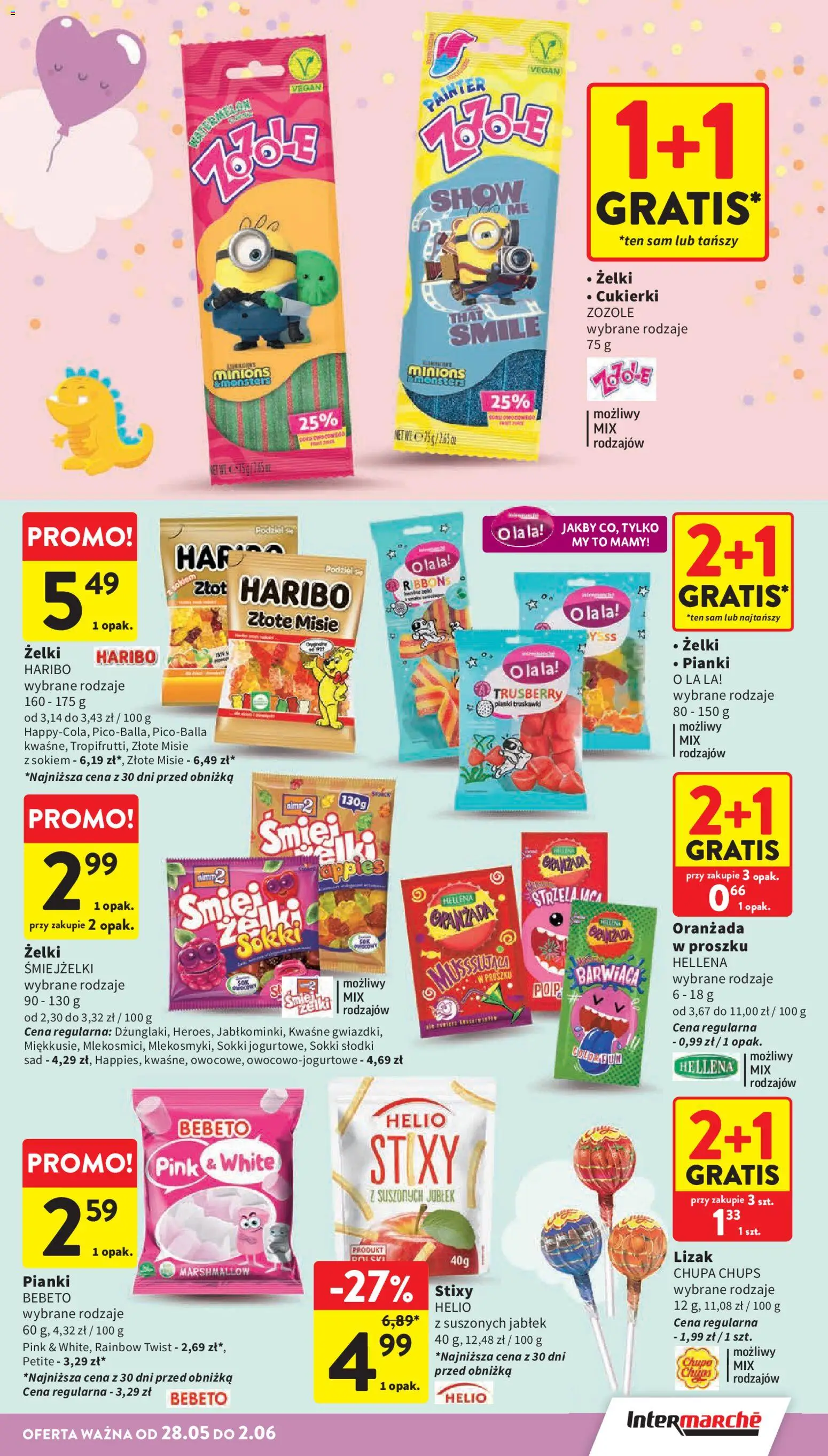 Intermarche gazetka od 28.05.2026 | Strona: 3 | Produkty: Żelki haribo, Żelki, Cukierki, Truskawki