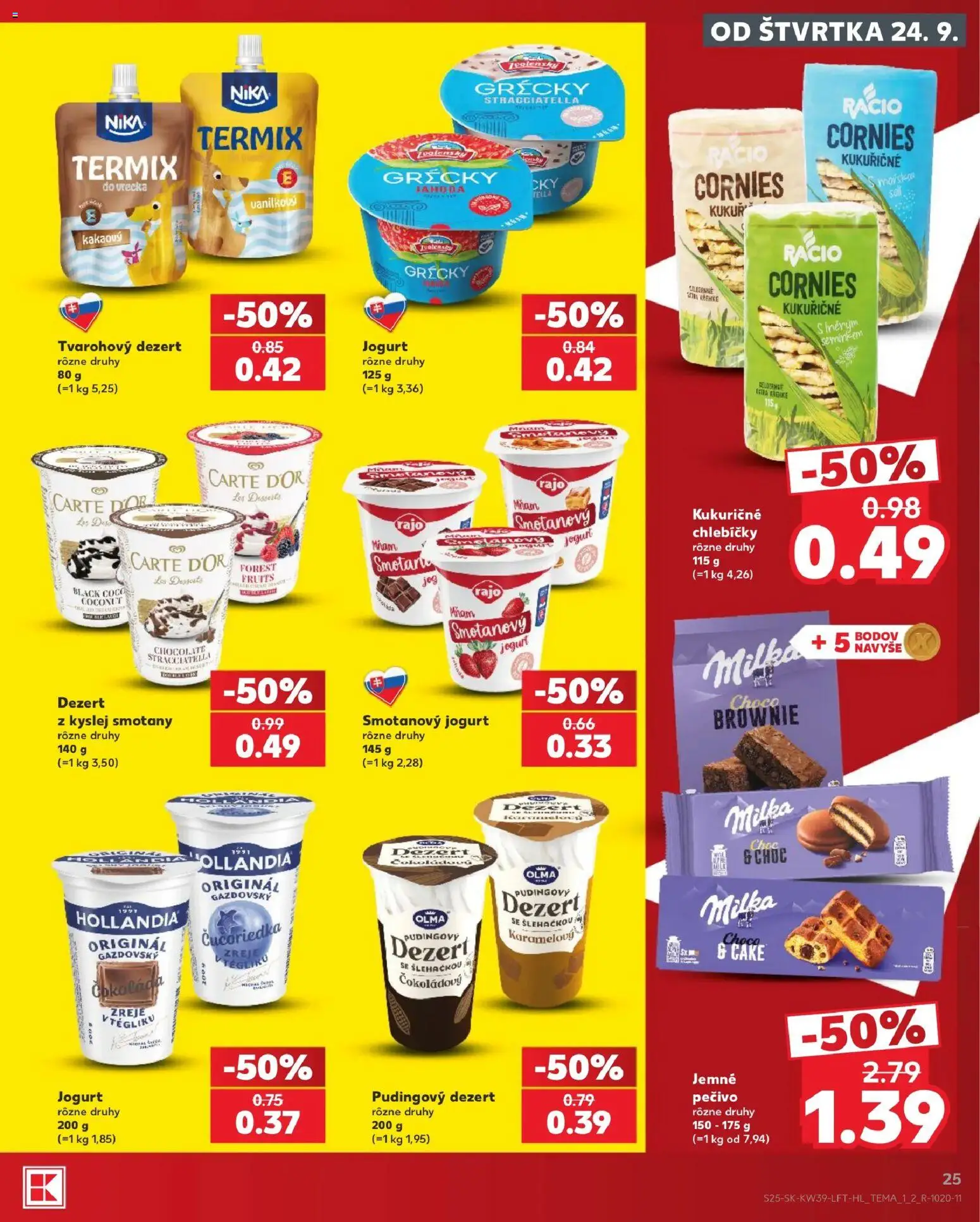 Nové Kaufland akcie – leták je platný od 24.09.2026 | Strana: 25 | Produkty: Jogurt, Termix, Čokoláda, Pečivo