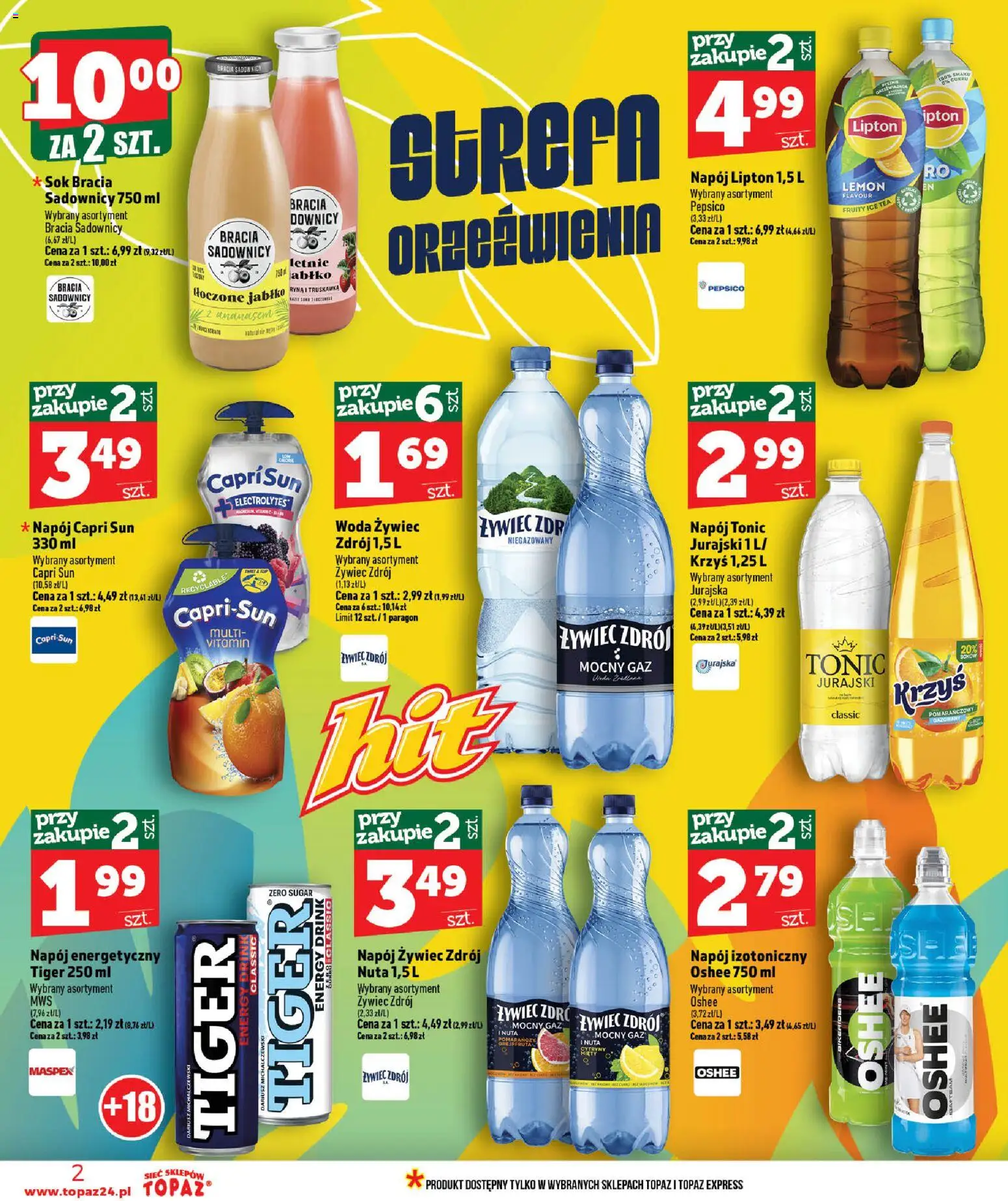 Topaz gazetka od 16.07.2026 | Strona: 2 | Produkty: Ice Tea, Napój energetyczny, Tonic, Woda