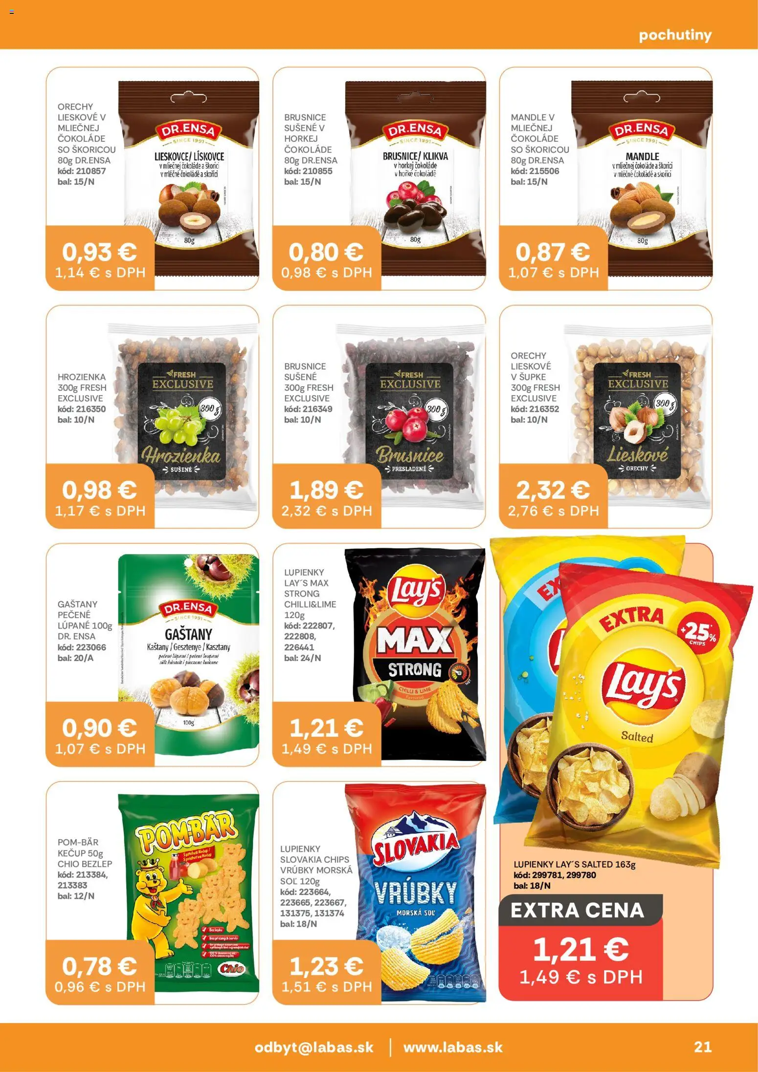 Nové Labaš akcie – leták je platný od 25.08.2026 | Strana: 21 | Produkty: Chilli, Orechy, Soľ, Mandle
