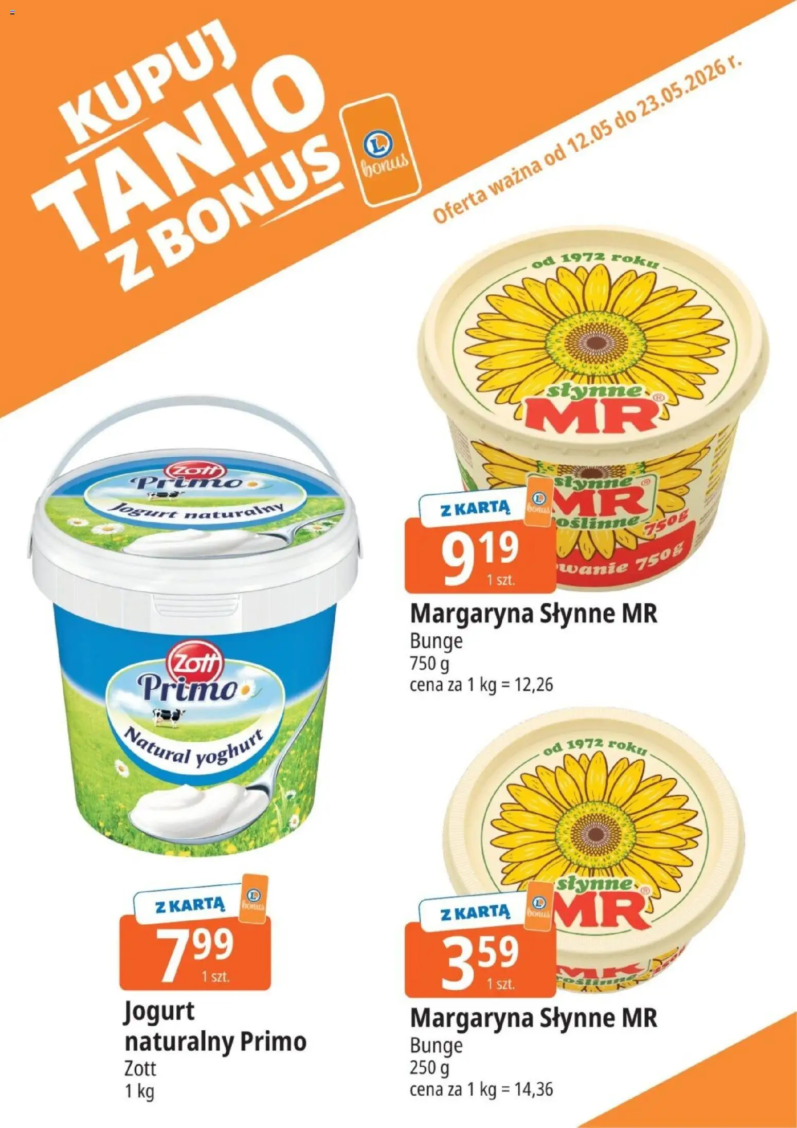 E.Leclerc gazetka - Kupony dodatkowe od 12.05.2026 | Strona: 5 | Produkty: Karta, Jogurt naturalny, Margaryna, Jogurt