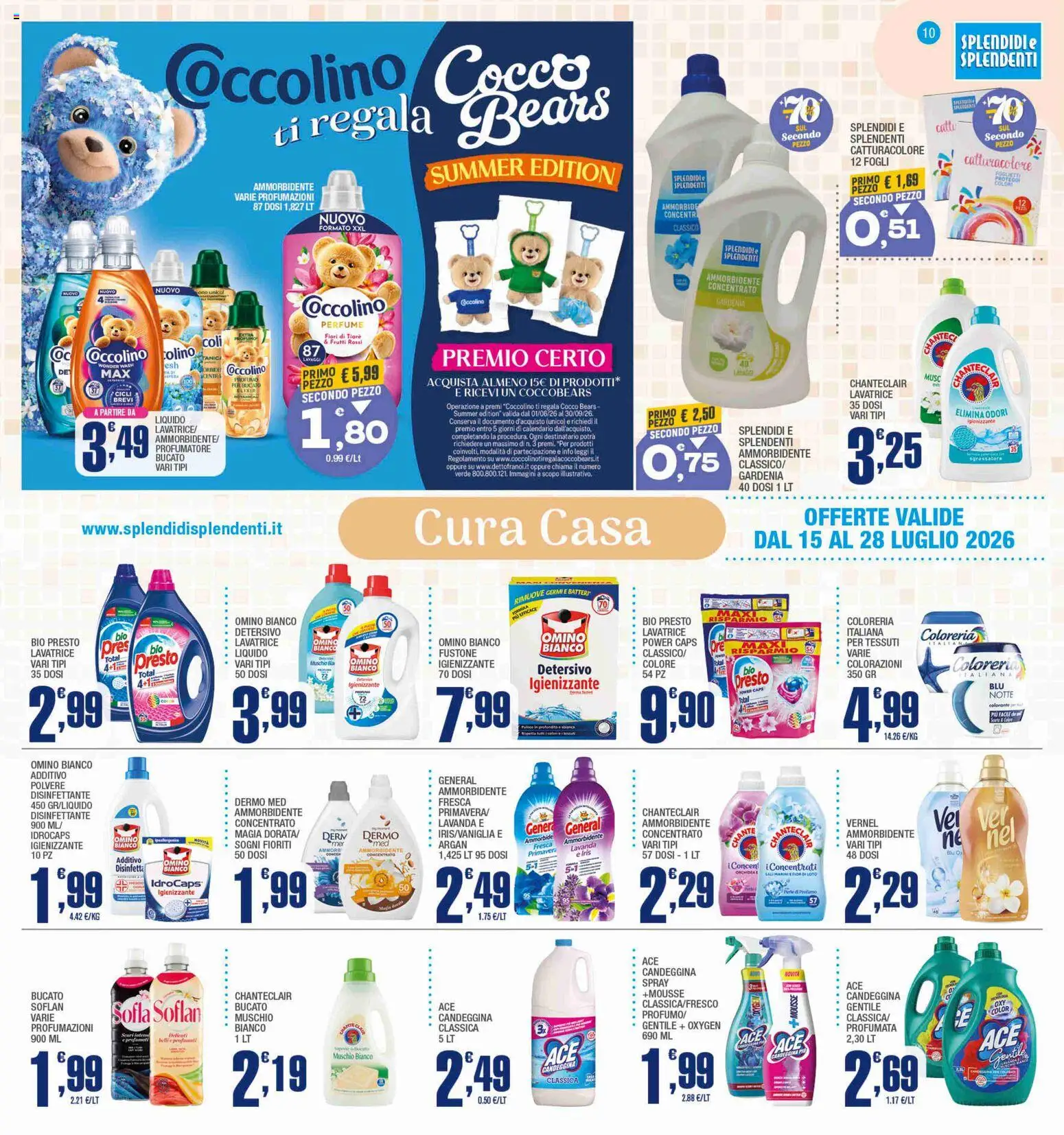 Volantino Splendidi e Splendenti del 15/07/2026 | Pagina: 10 | Prodotti: Candeggina, Cocco, Lavanda, Profumo
