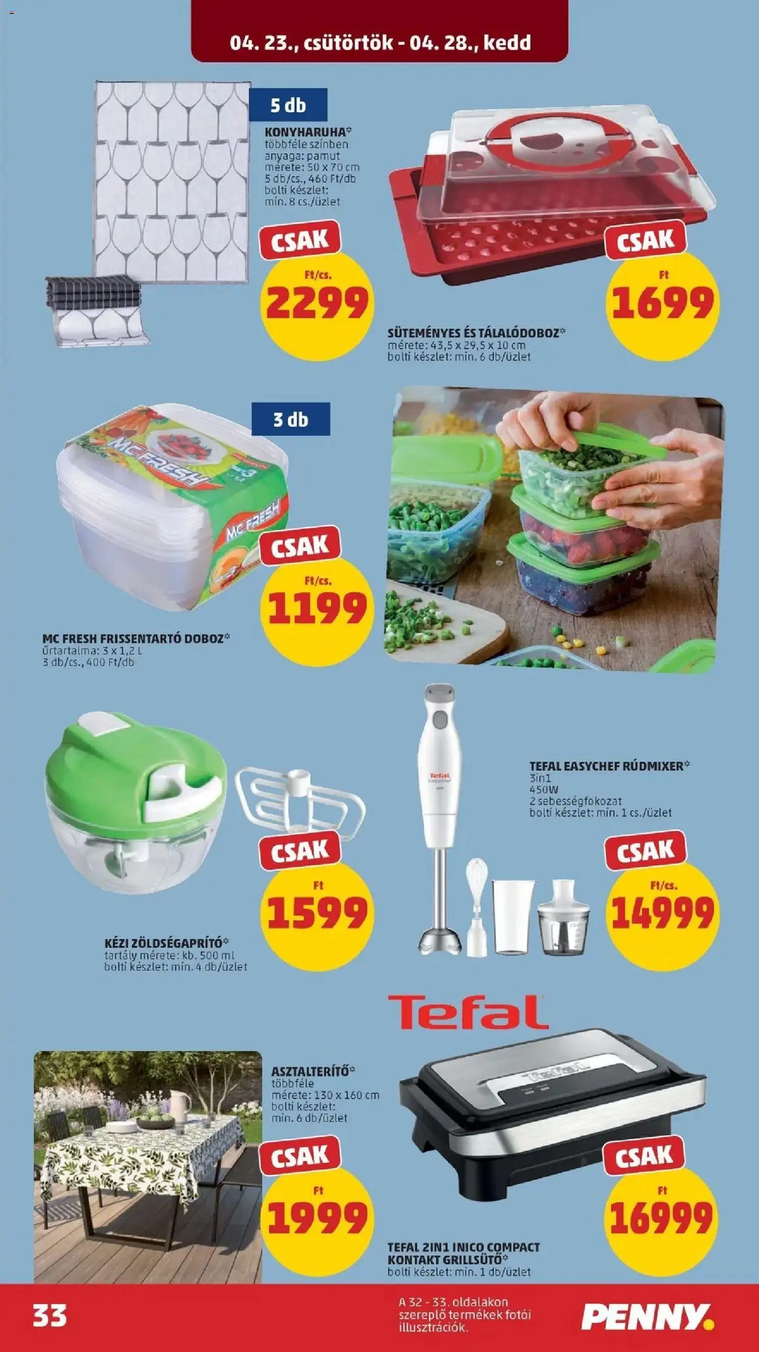 PENNY akciós ujság - amely érvényes a következő dátumtól: 2026.04.23. | Oldal: 33 | Termékek: Tefal, Grill