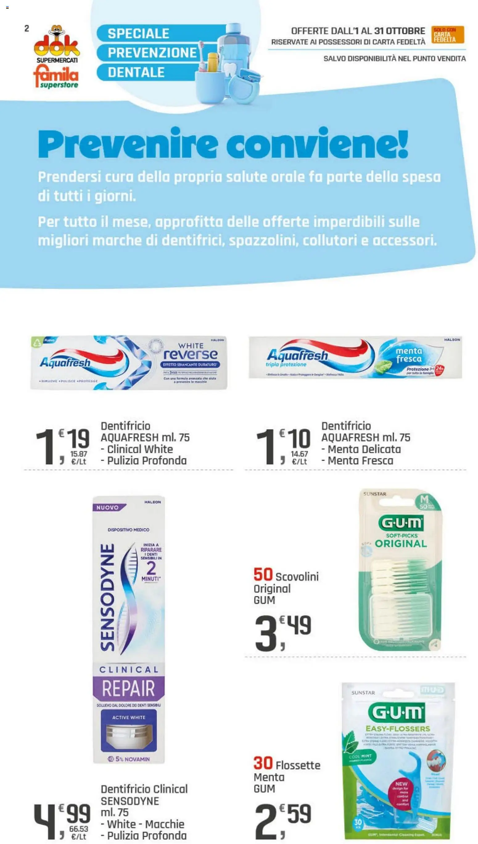 Volantino Famila del 01/10/2026 | Pagina: 2 | Prodotti: Dentifricio, Menta
