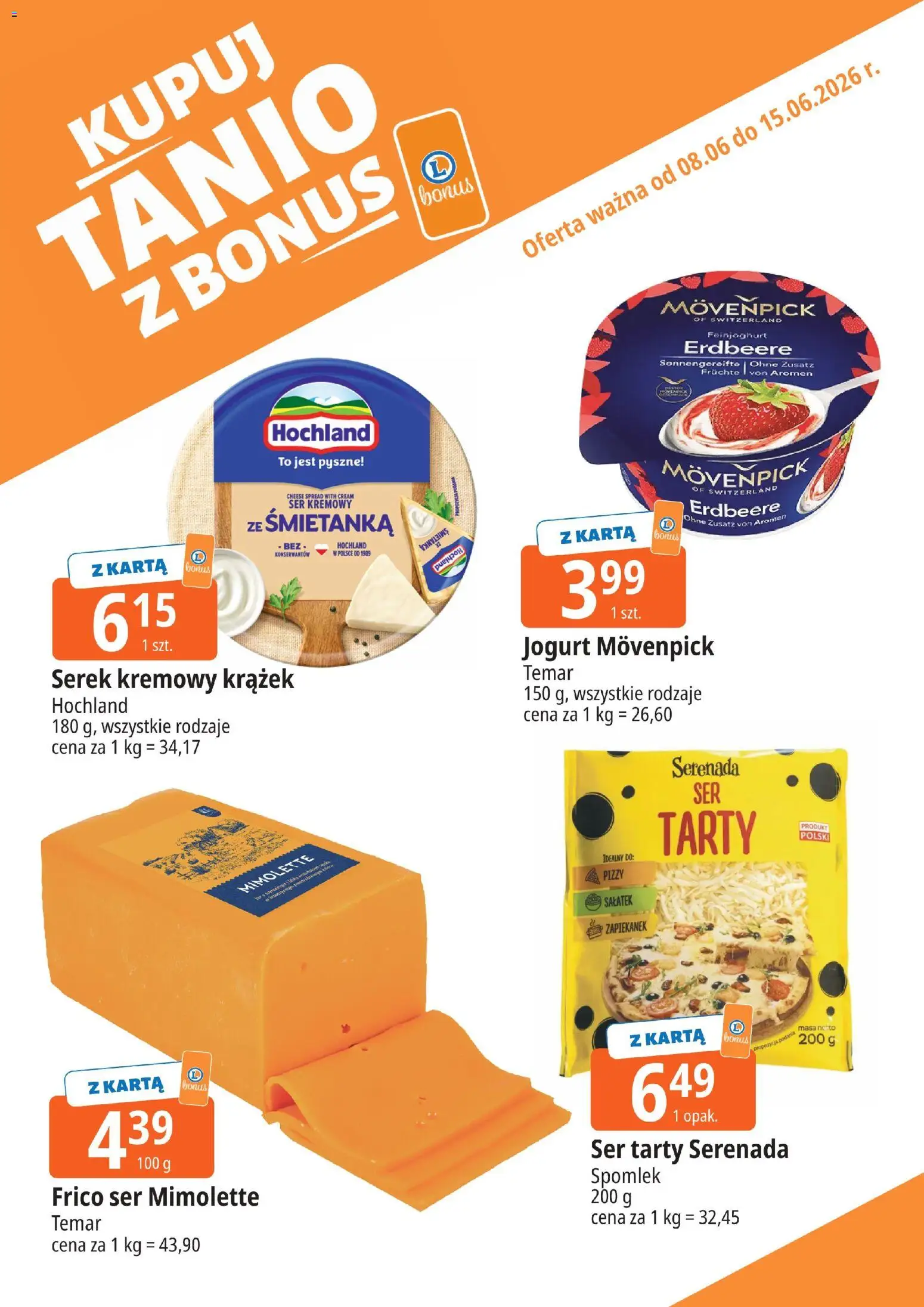 E.Leclerc gazetka - Zielona Góra kupony dodatkowe od 08.06.2026 | Strona: 7 | Produkty: Karta, Ser mimolette, Serek, Jogurt
