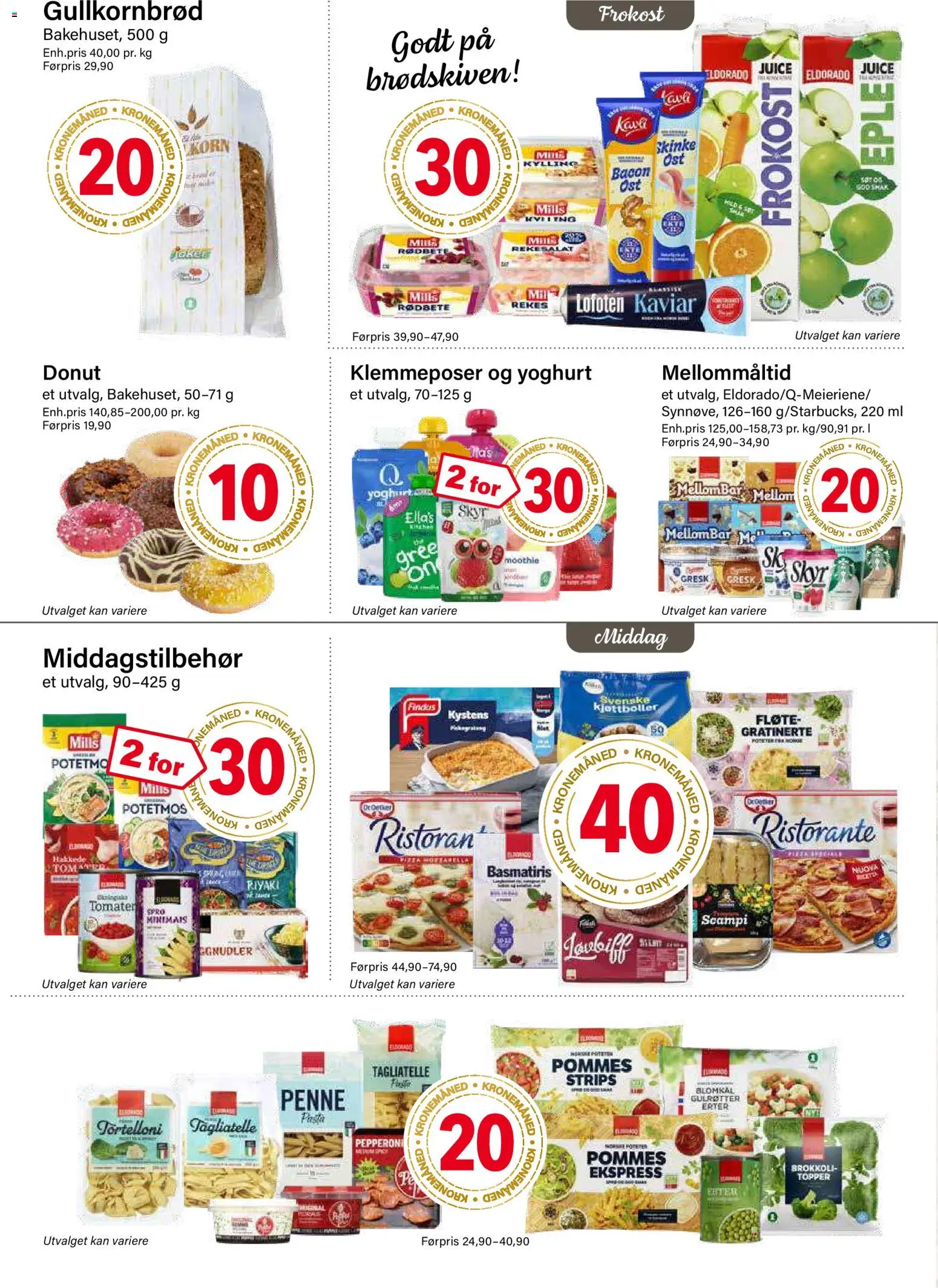 {H1} | Side: 2 | Produkter: Skinke, Gulrøtter, Pasta, Scampi