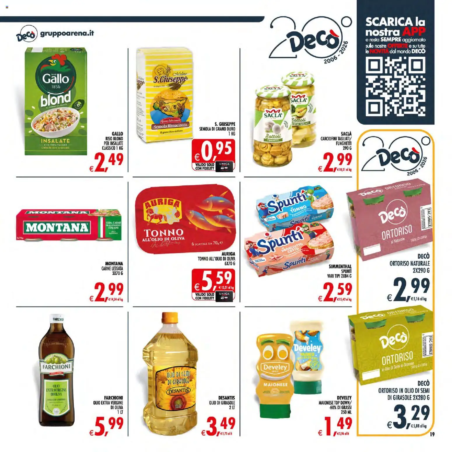 Volantino Decò del 21/07/2026 | Pagina: 19 | Prodotti: Riso, Maionese, Top, Olio di girasole