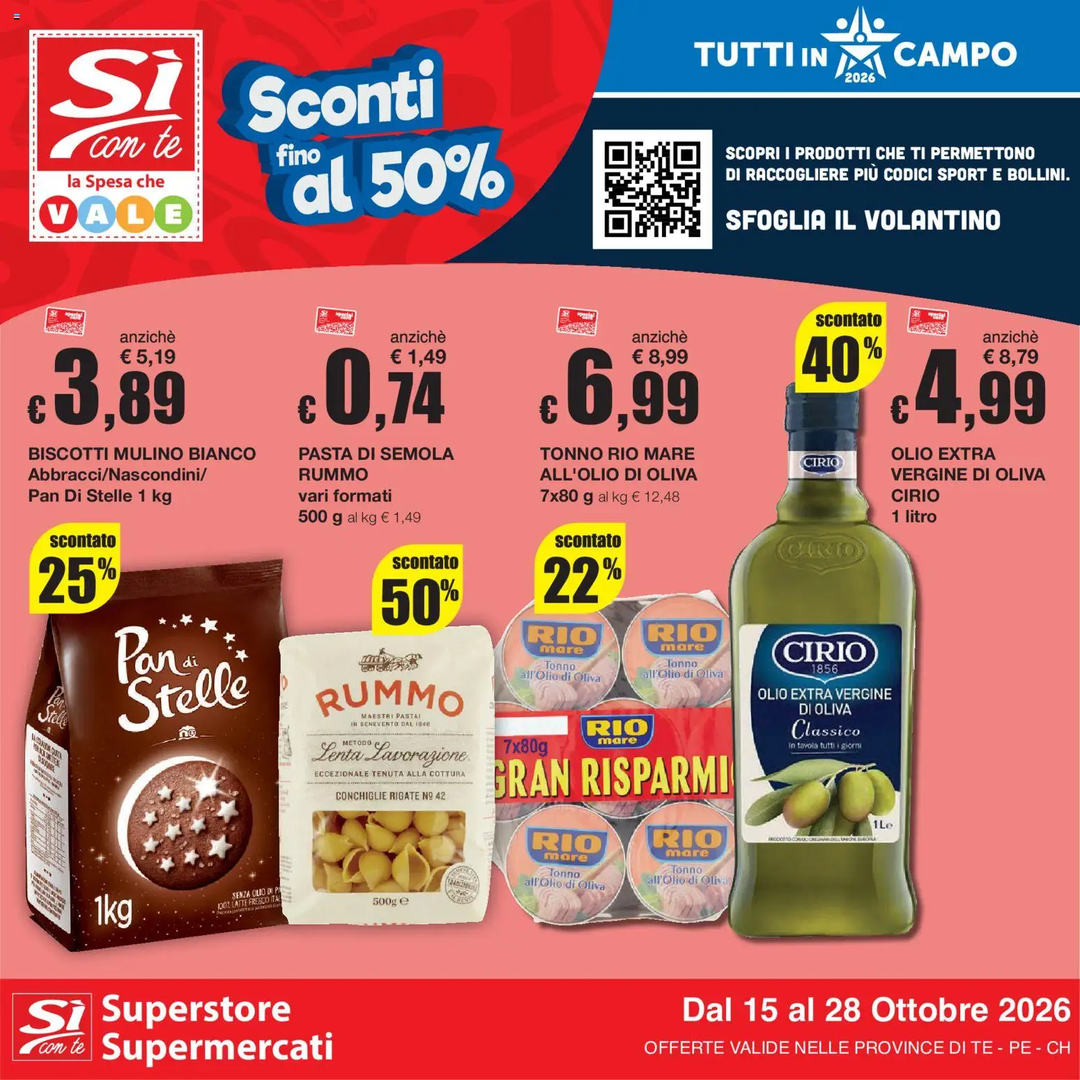 Volantino Sì con Te del 15/10/2026 | Pagina: 1 | Prodotti: Tè, Rummo, Pasta, Semola