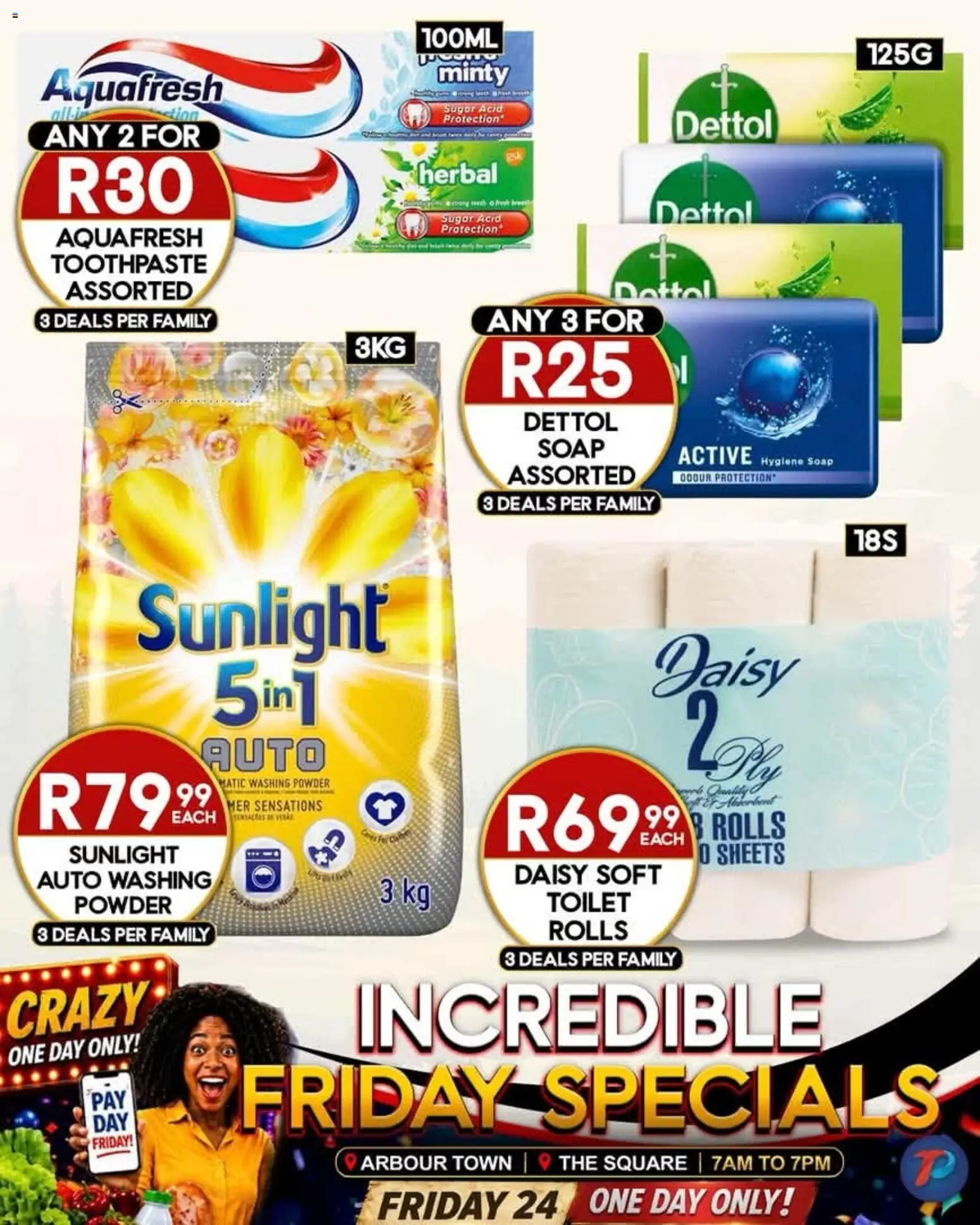 New Take n Pay catalogue – valid from 24/07/2026 | Page: 8 | Products: Toilet, Powder, Toothpaste, Washing powder