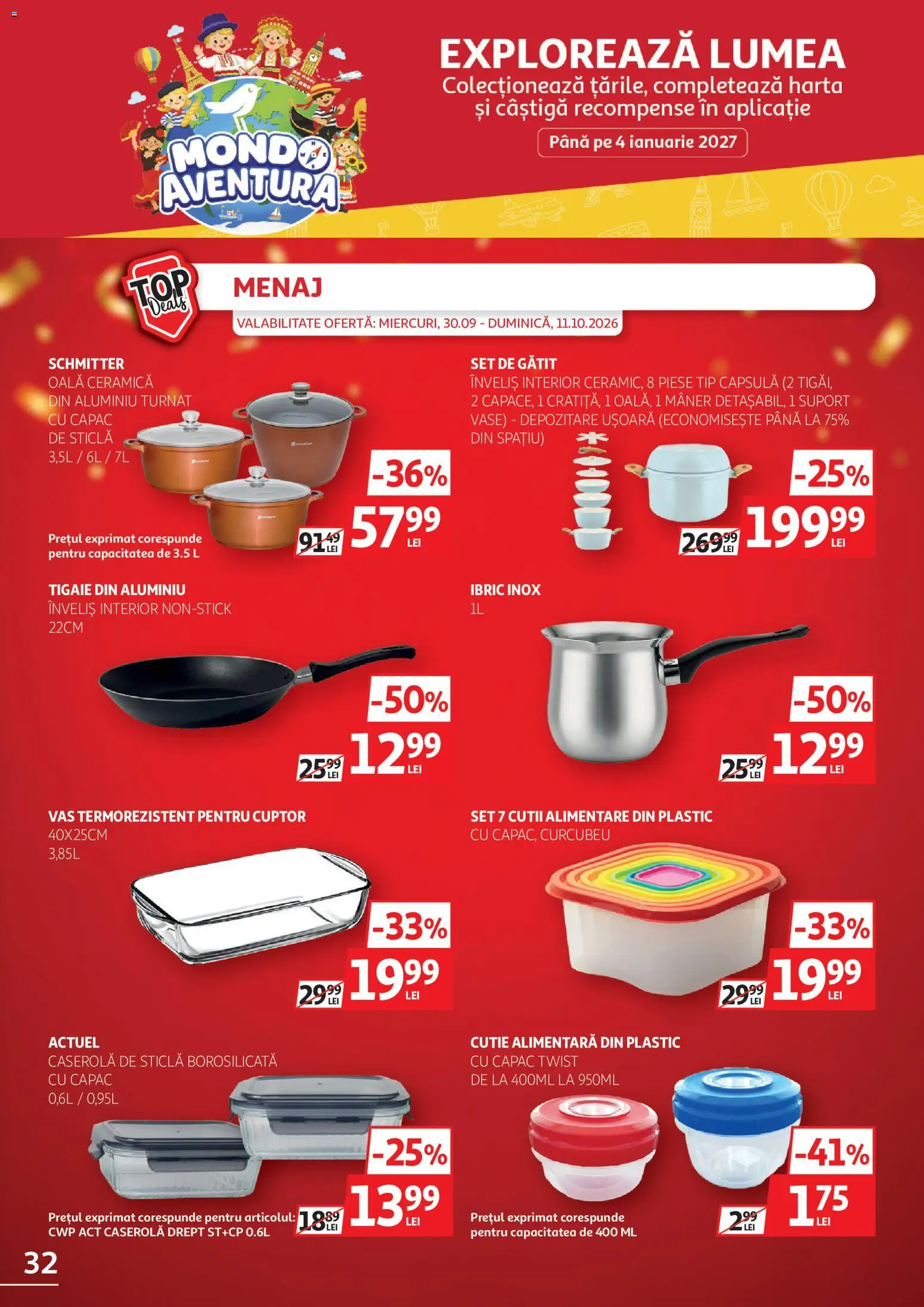 Noul catalog Auchan – valabil de la 30.09.2026 | Pagină: 32 | Produse: Cuptor, Tigaie, Caserola, Mâner