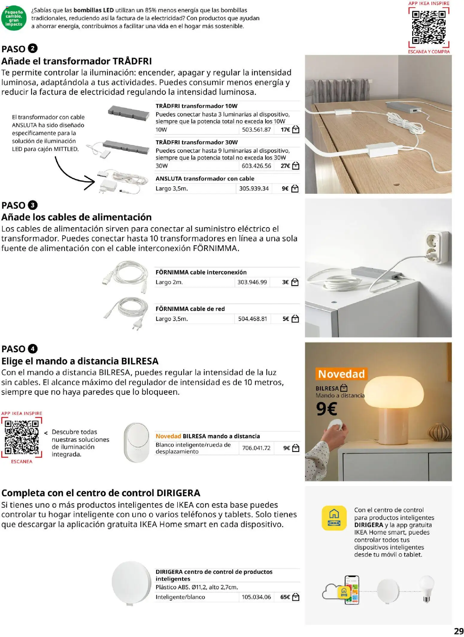 Catálogo IKEA Iluminación y hogar inteligente │ válido desde el 06.03.2026 | Página: 29 | Productos: Té, Cable, Galette de chaise