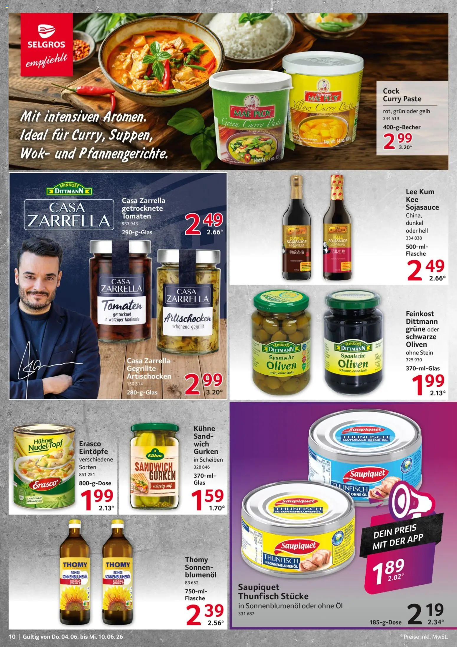 Selgros Prospekt – gültig ab 04.06.2026 | Seite: 10 | Produkte: Thunfisch, Sonnenblumenol, Wok, Gurken