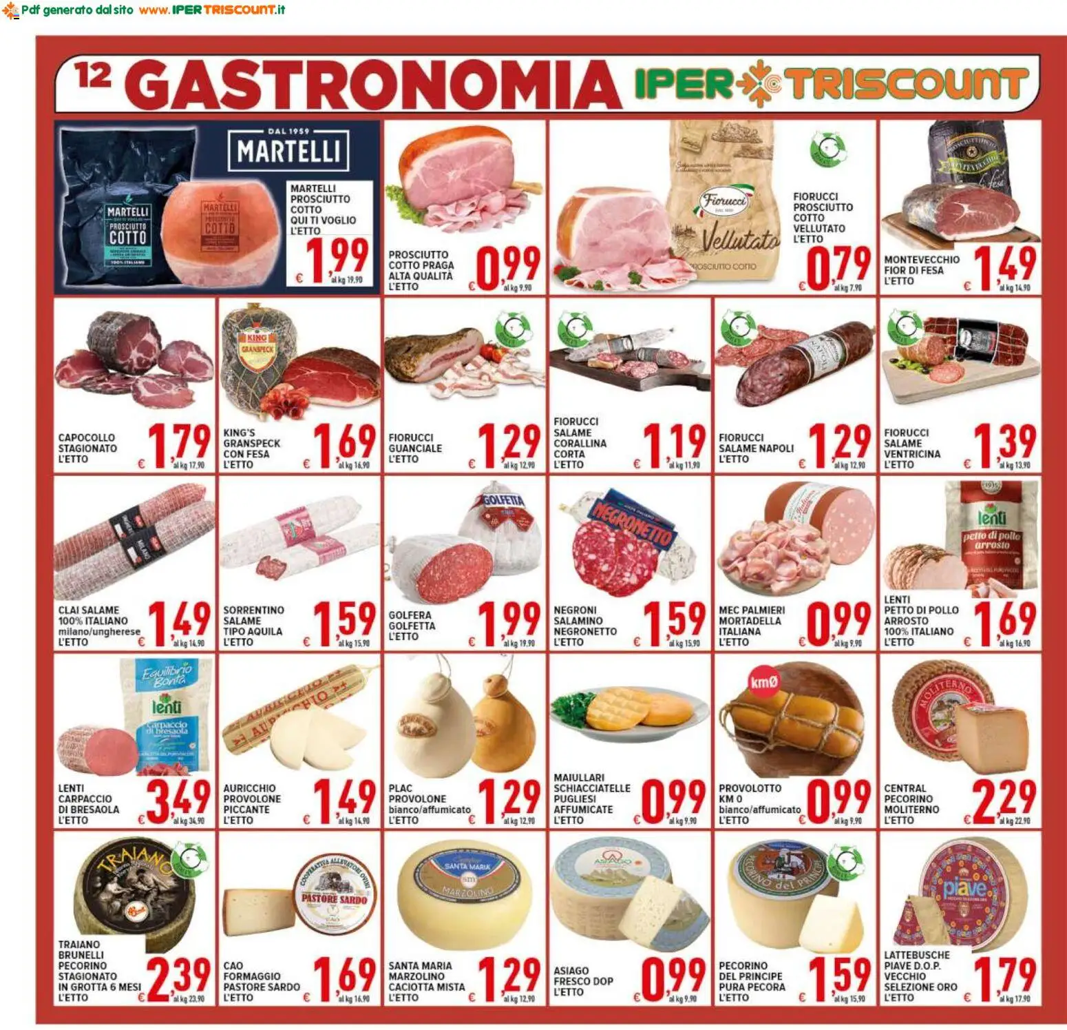 Volantino Ipertriscount del 20.05.2026 | Pagina: 12 | Prodotti: Provolone, Salame, Bresaola, Prosciutto